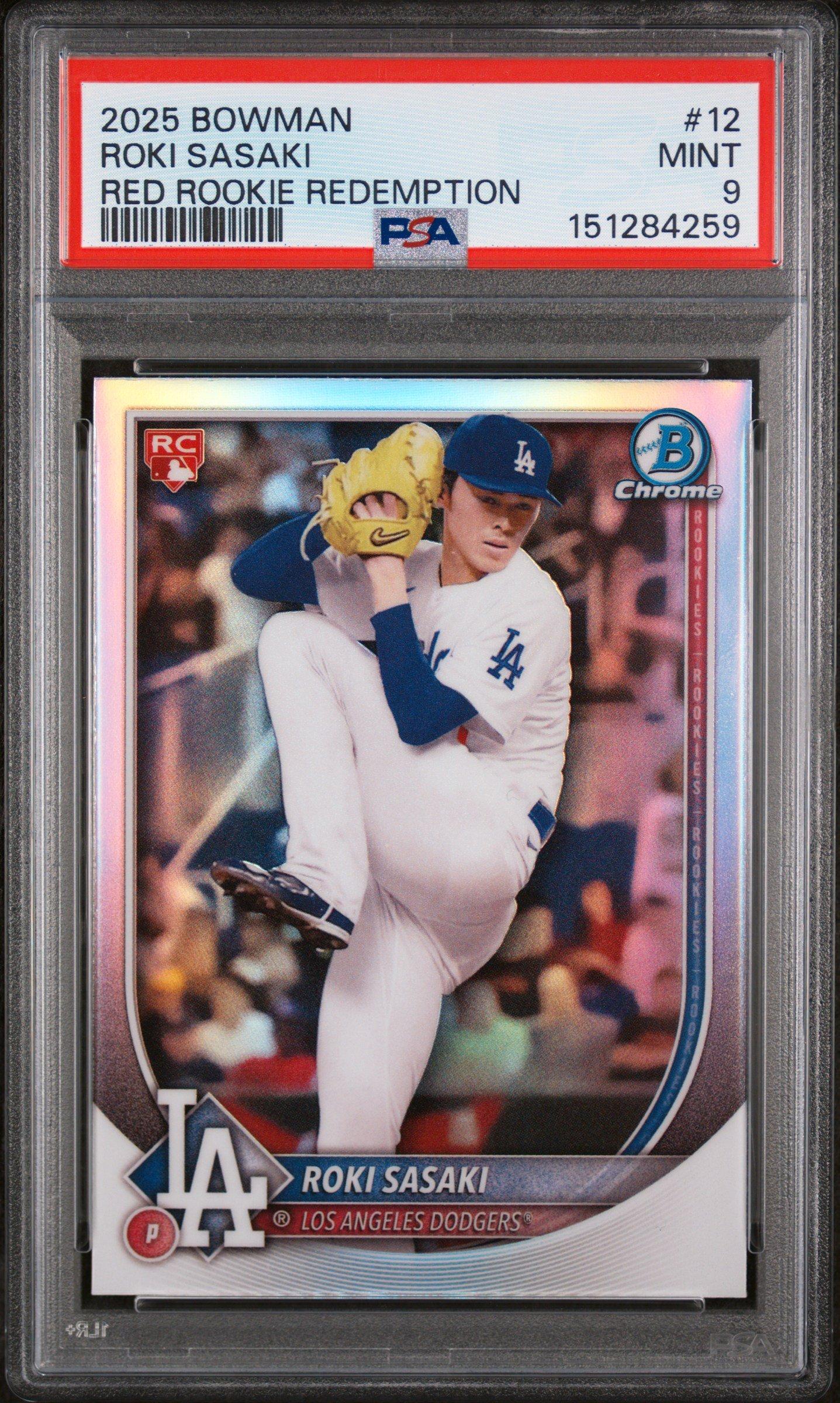 2025 Bowman 12 Roki Sasaki Red Rookie Redemption PSA 9 Graded Card |  GameStop