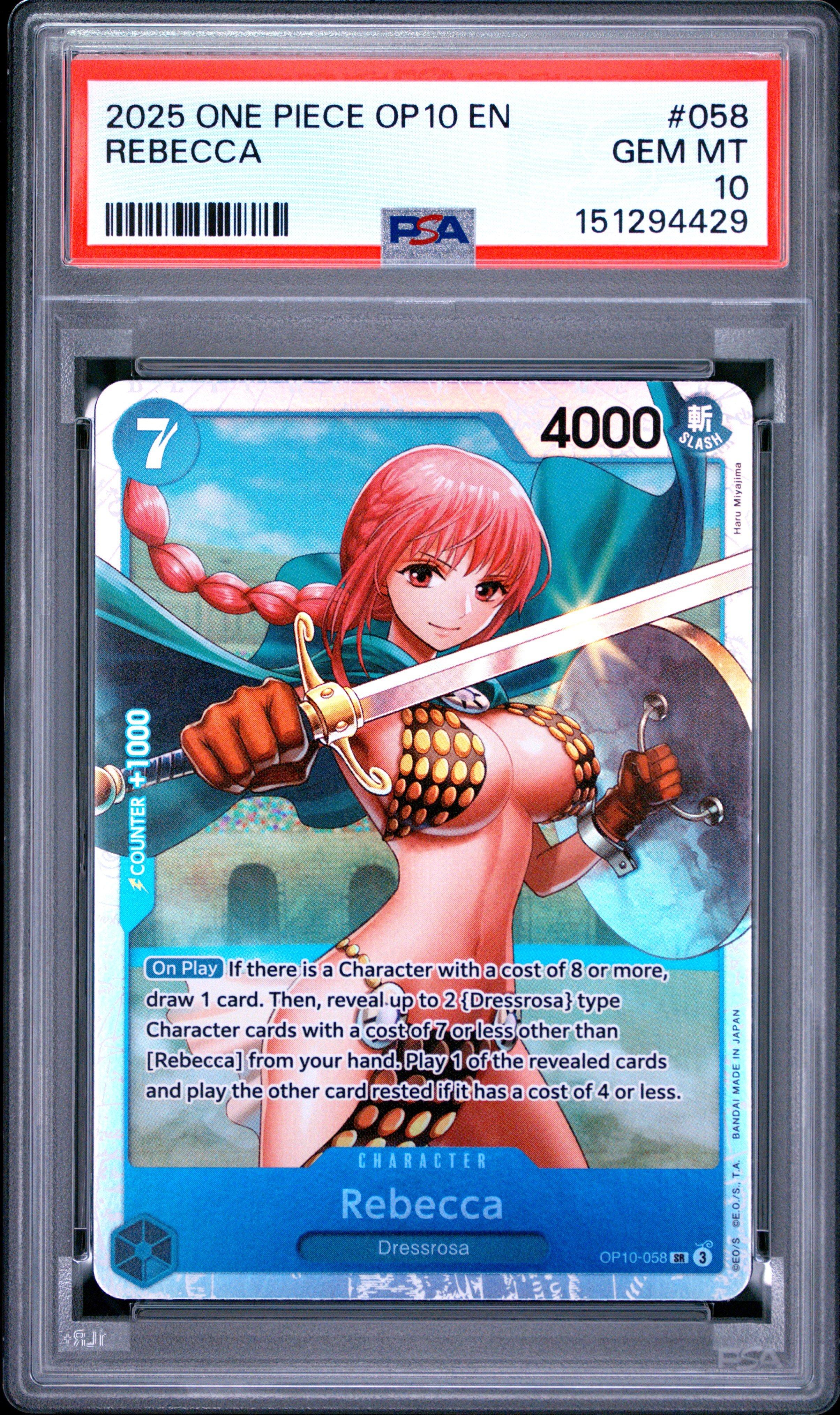 2025 One Piece Op10-royal Blood 058 Rebecca PSA 10 Graded Card