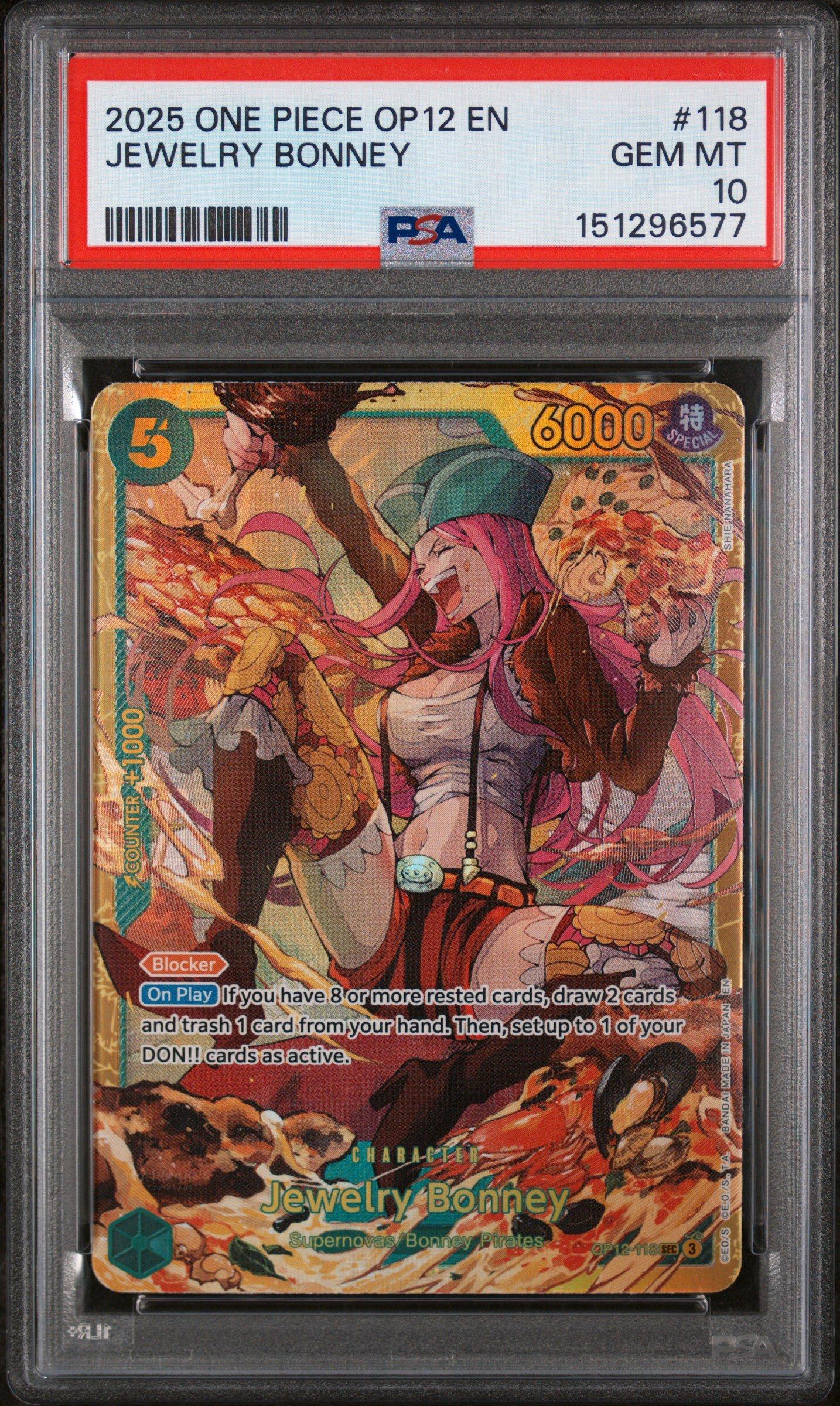 ワンピース カードゲーム 2025 JEWELRY BONNEY #118 2025 One Piece Op12-legacy Of The Master 118 Jewelry Bonney PSA 10