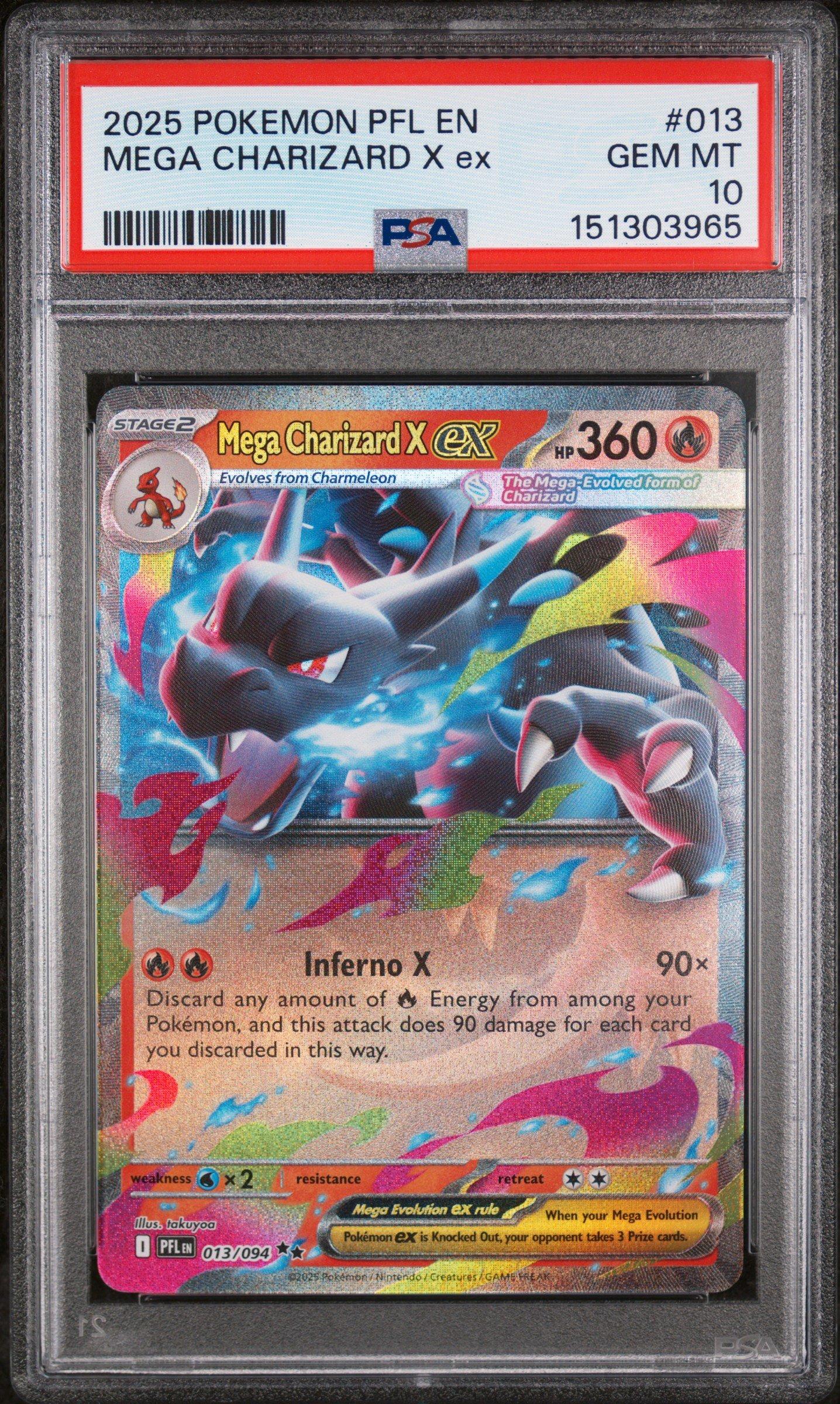 2025 Pokemon Pfl En-phantasmal Flames 013 Mega Charizard X Ex PSA
