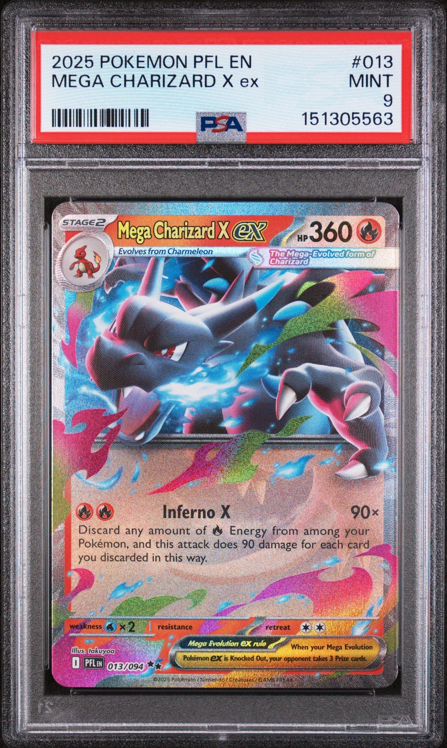 2025 Pokemon Pfl En-phantasmal Flames 013 Mega Charizard X Ex PSA