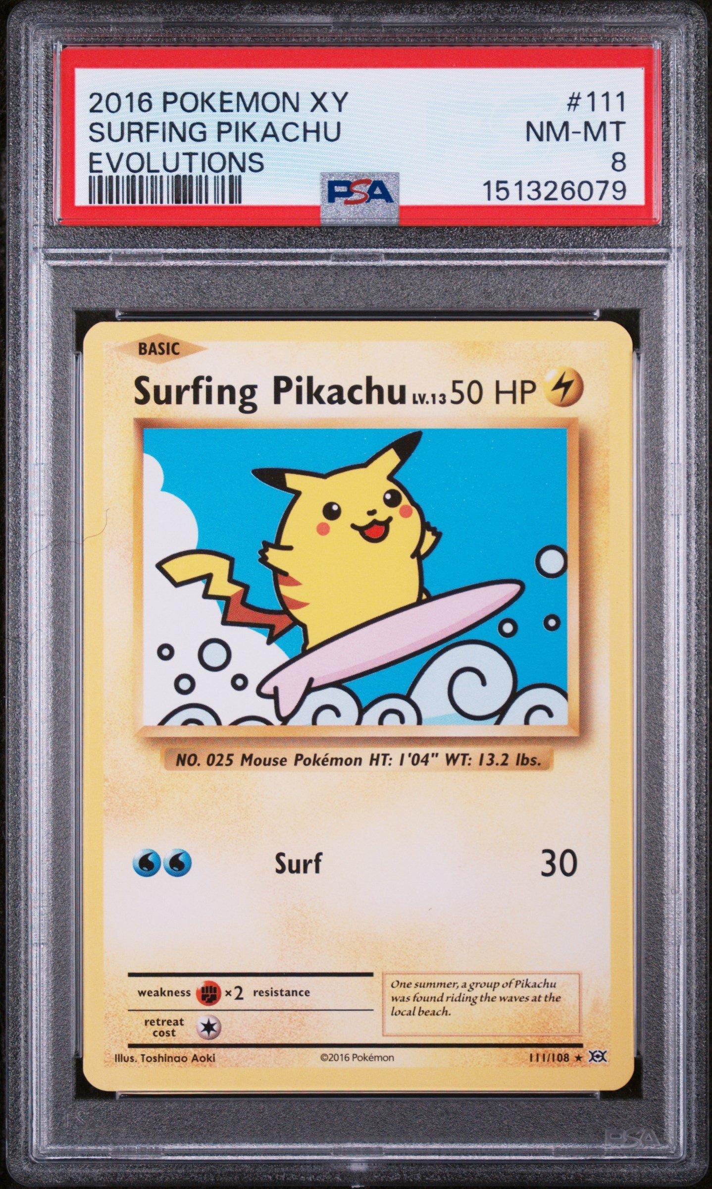 2016 Pokemon Xy Evolutions 111 Surfing Pikachu PSA 8 Graded Card