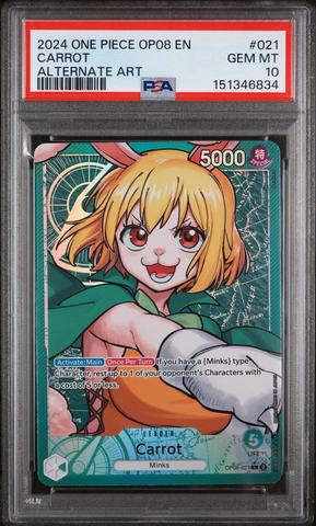 2024 One Piece Op08-two Legends 021 Carrot Alternate Art PSA 10