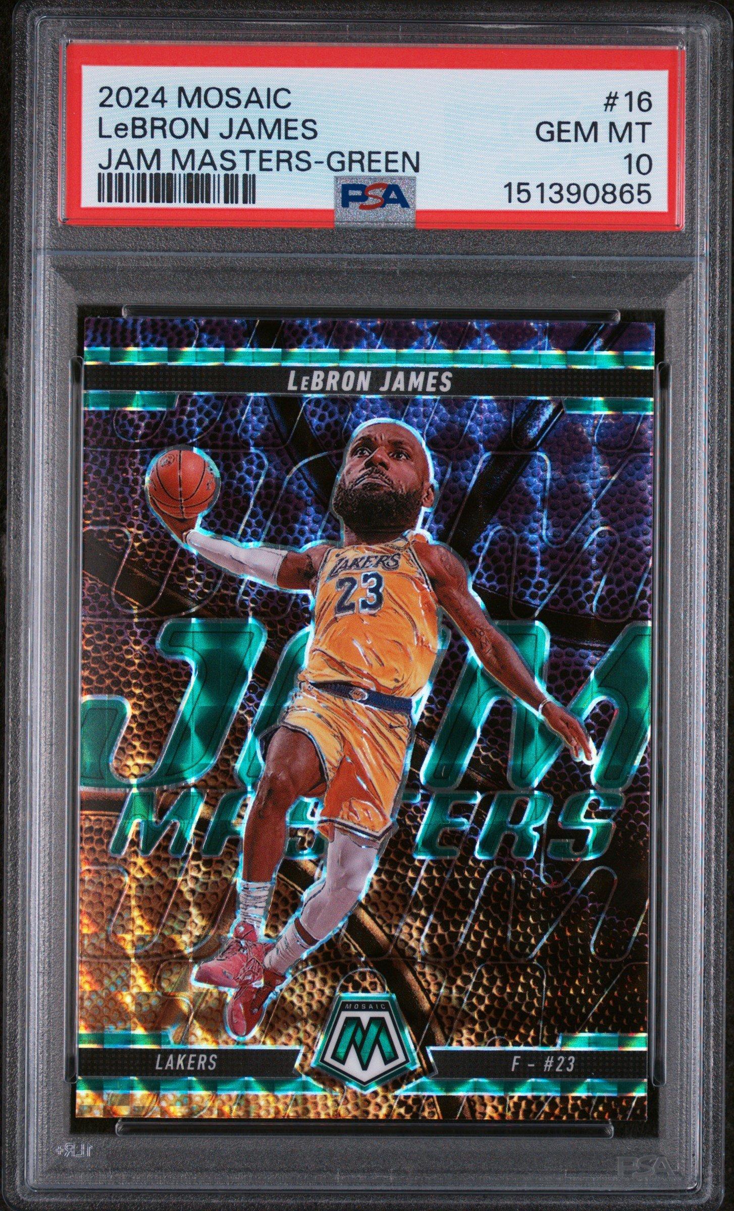 2024 Panini Mosaic Jam Masters 16 Lebron James Green PSA 10 Graded