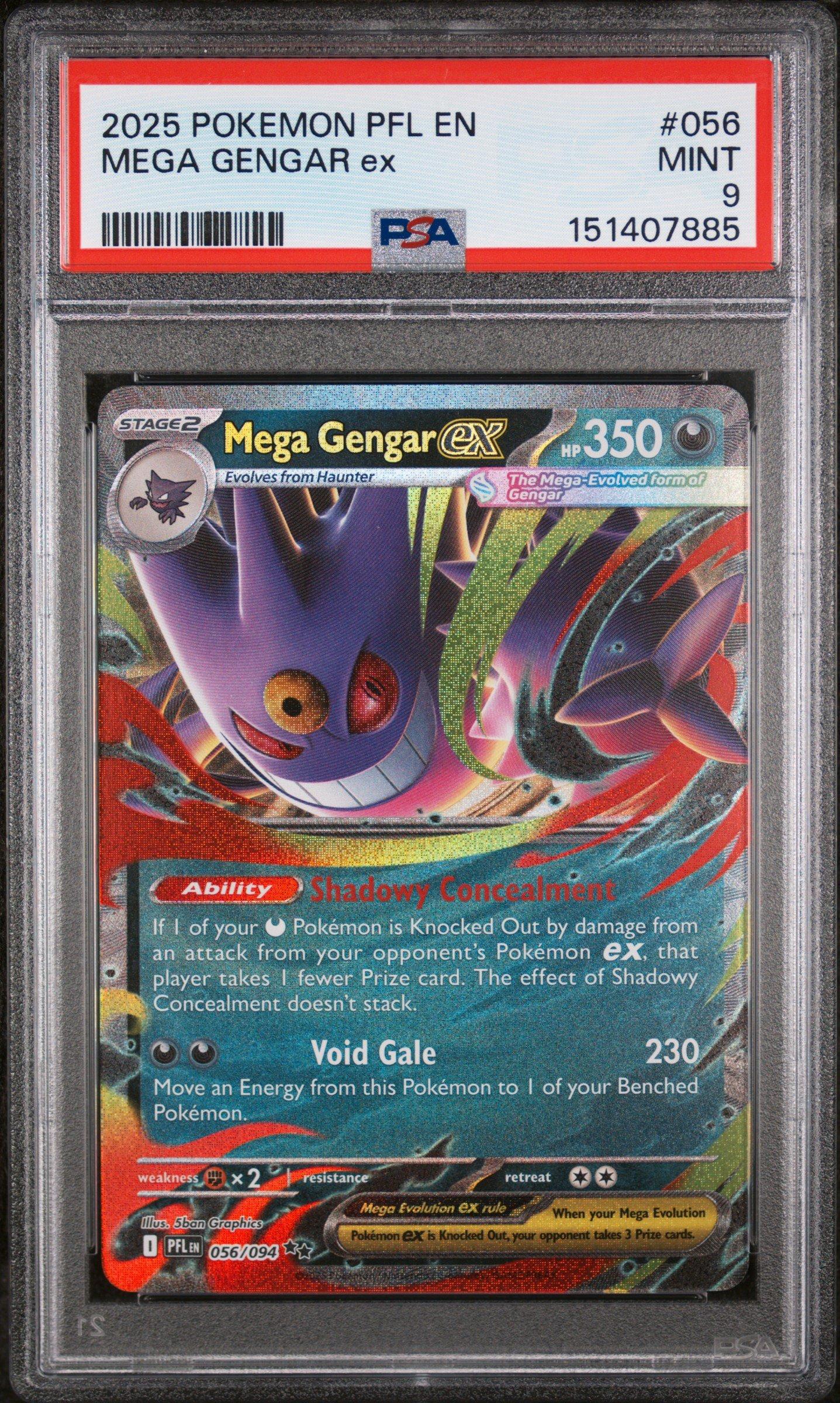 2025 Pokemon Pfl En-phantasmal Flames 056 Mega Gengar Ex PSA 9