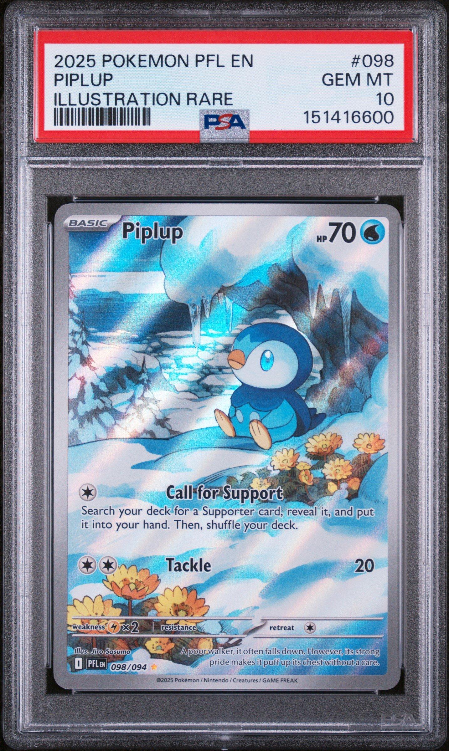 2025 Pokemon Pfl En-phantasmal Flames 098 Piplup Illustration Rare