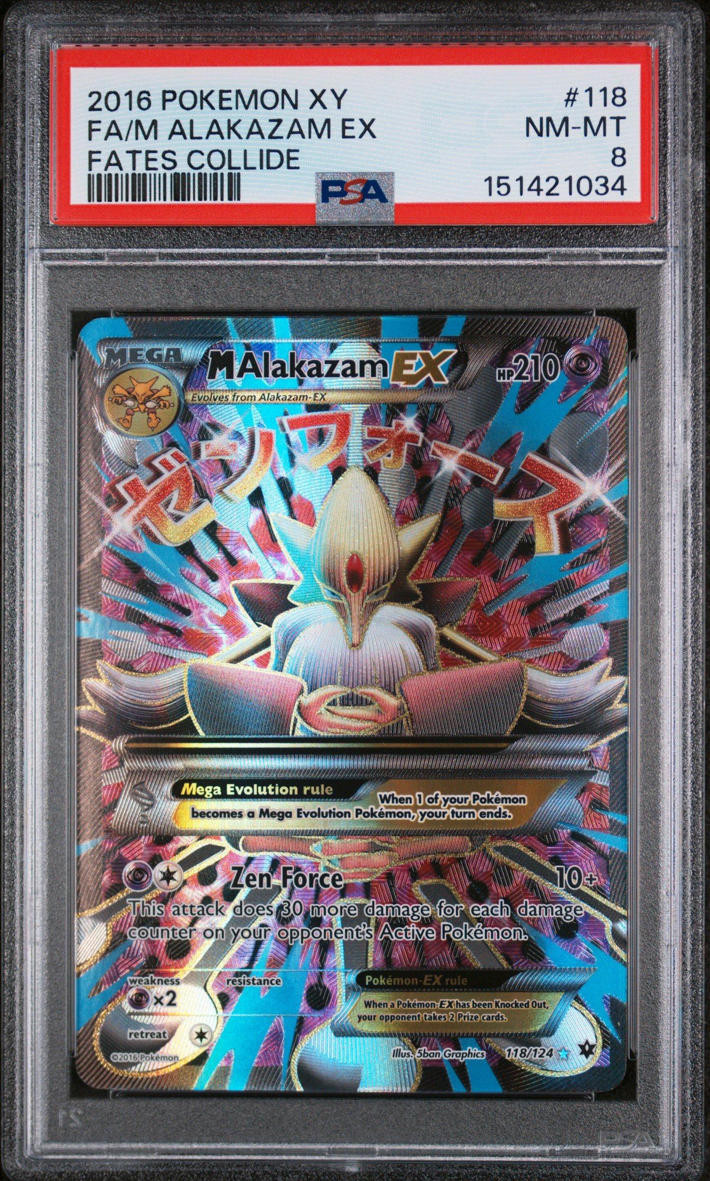 2016 Pokemon Xy Fates Collide 118 Full Art/m Alakazam Ex PSA 8