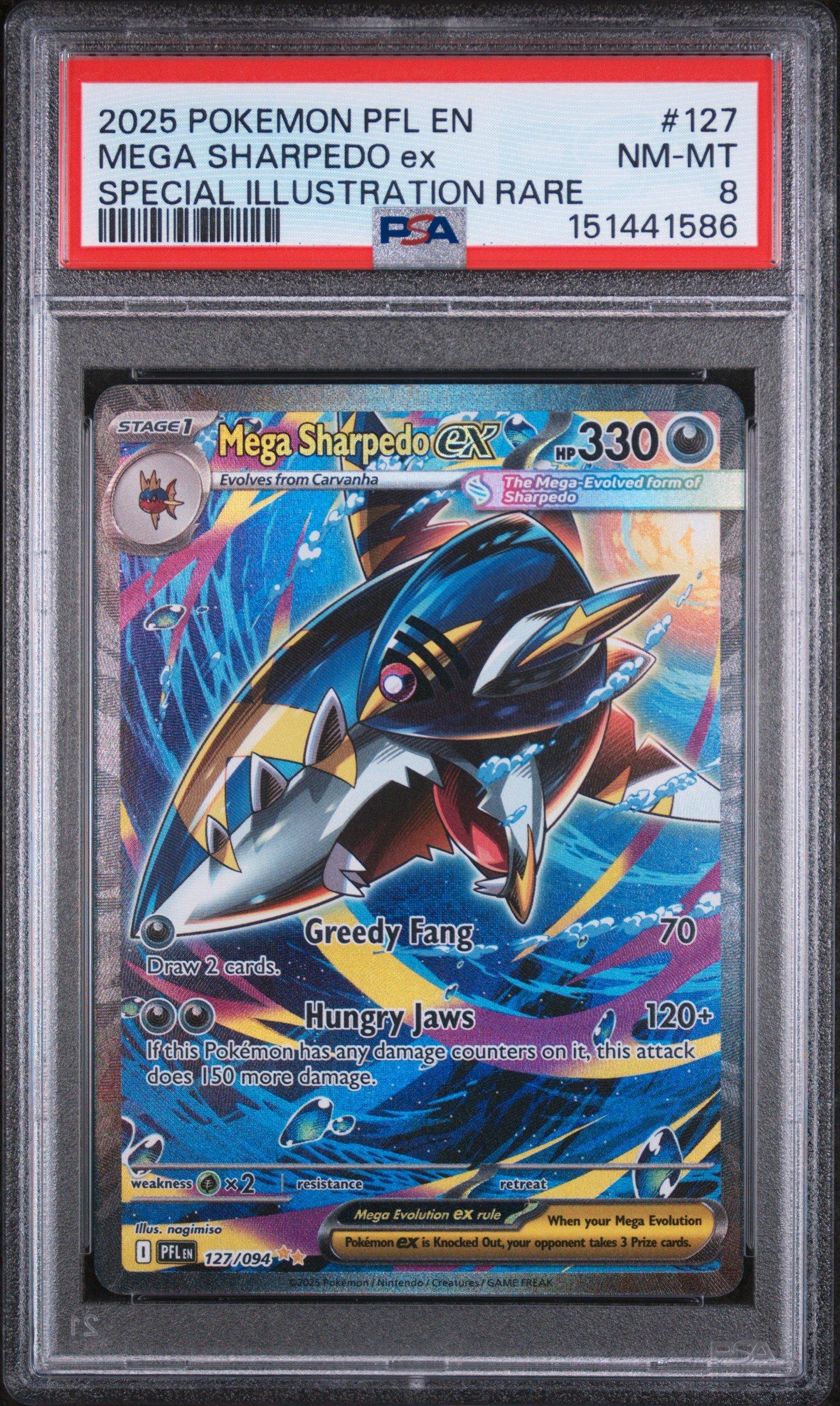 2025 Pokemon Pfl En-phantasmal Flames 127 Mega Sharpedo Ex Special  Illustration Rare PSA 8 Graded Card | GameStop