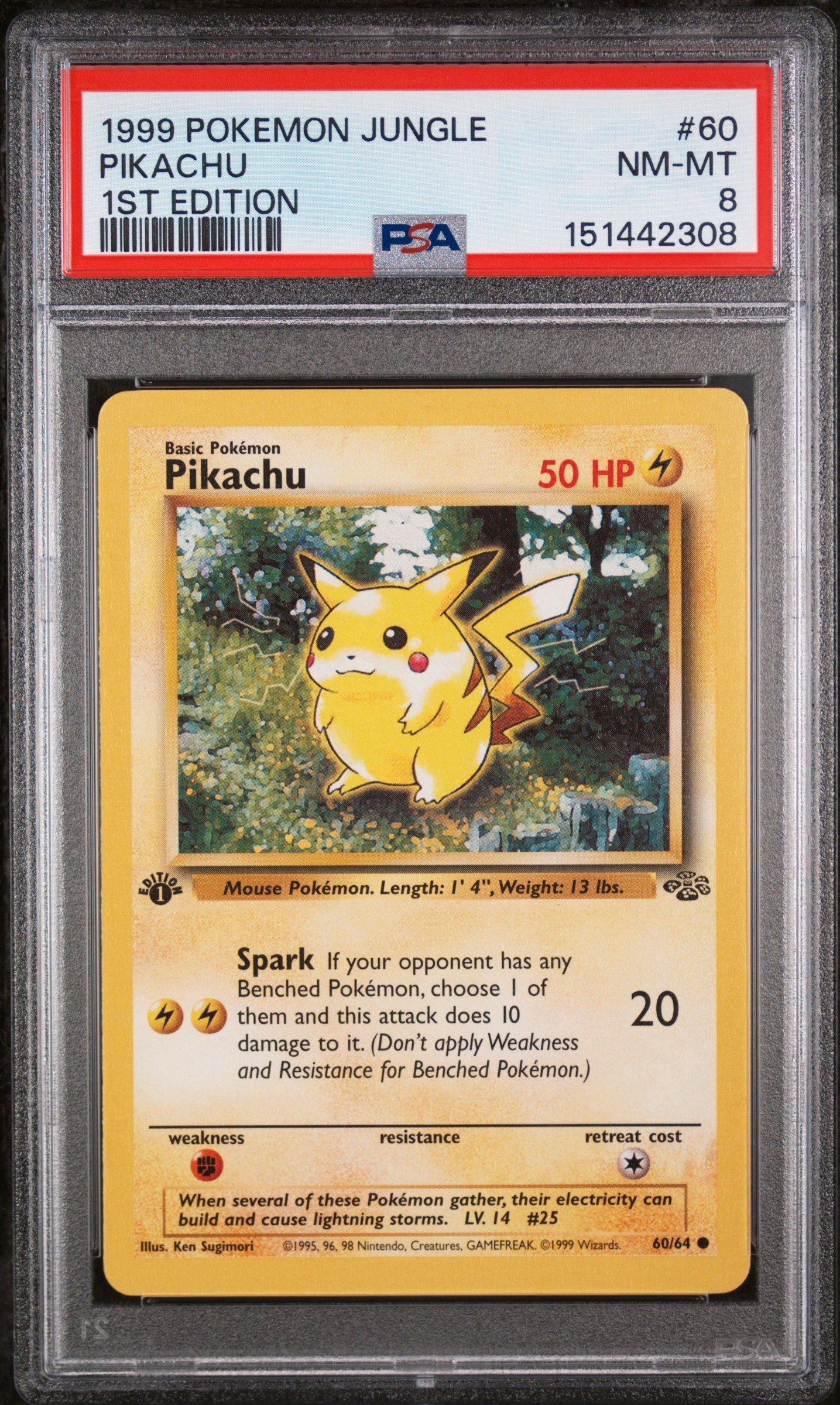pokemon jungle 1st edition common card #60/64 pikachu Trading (Signed by Veronica Taylor)  Rotterdam Comics Retreat Cost Pikachu Jungle 60/64 1st Edition