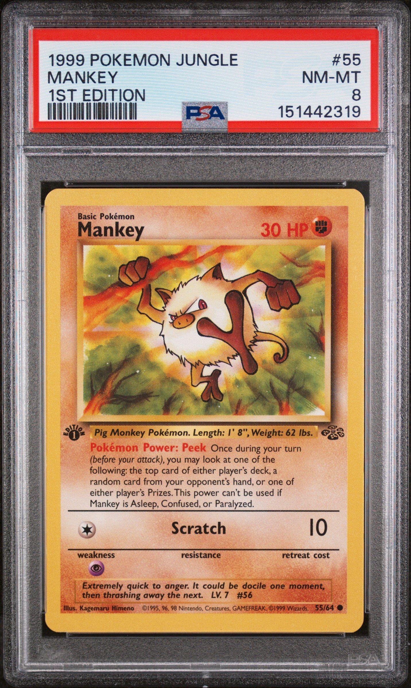 1999 Pokemon Jungle 55 Mankey 1st Edition PSA 8 Graded Card | GameStop