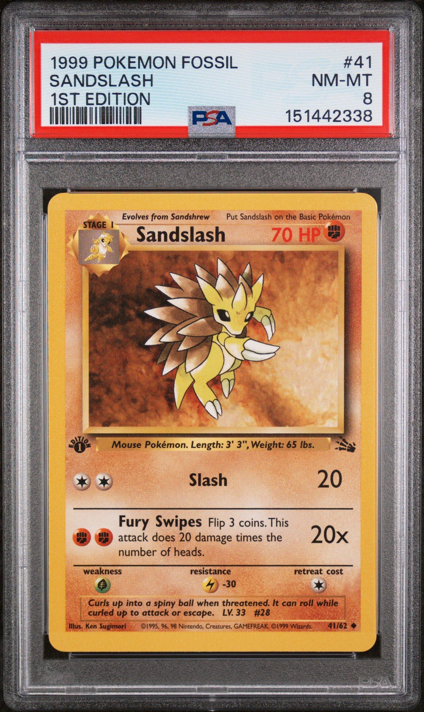 psa graded 1st edition pokemon cards 1999 Fire Energy  and Comics Central Surge and Erika and become a Gym Hero yourself 1999 Pokemon Fossil 38 Kingler