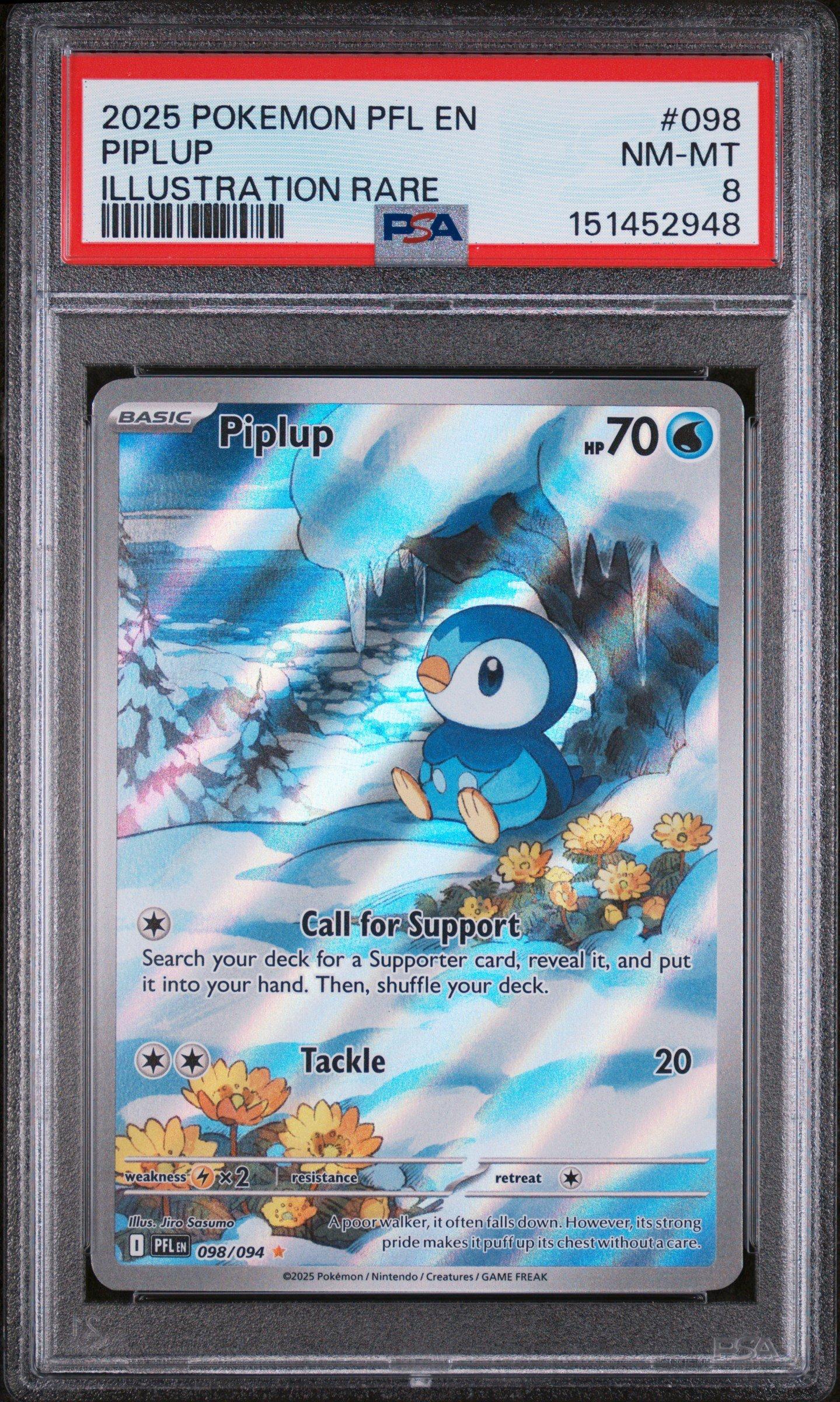 2025 Pokemon Pfl En-phantasmal Flames 098 Piplup Illustration Rare