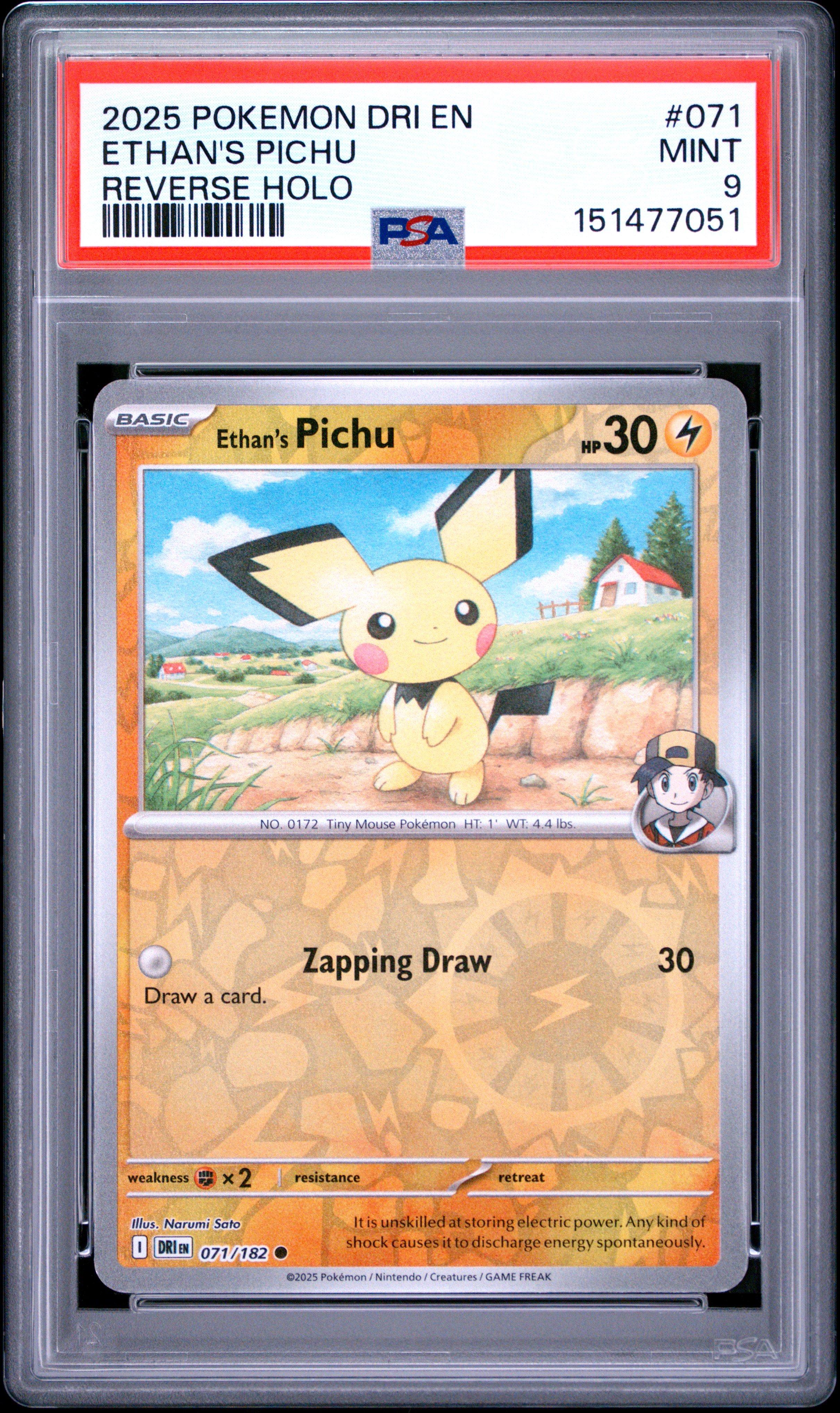 2025 Pokemon Dri En-destined Rivals 071 Ethan's Pichu Reverse Holo