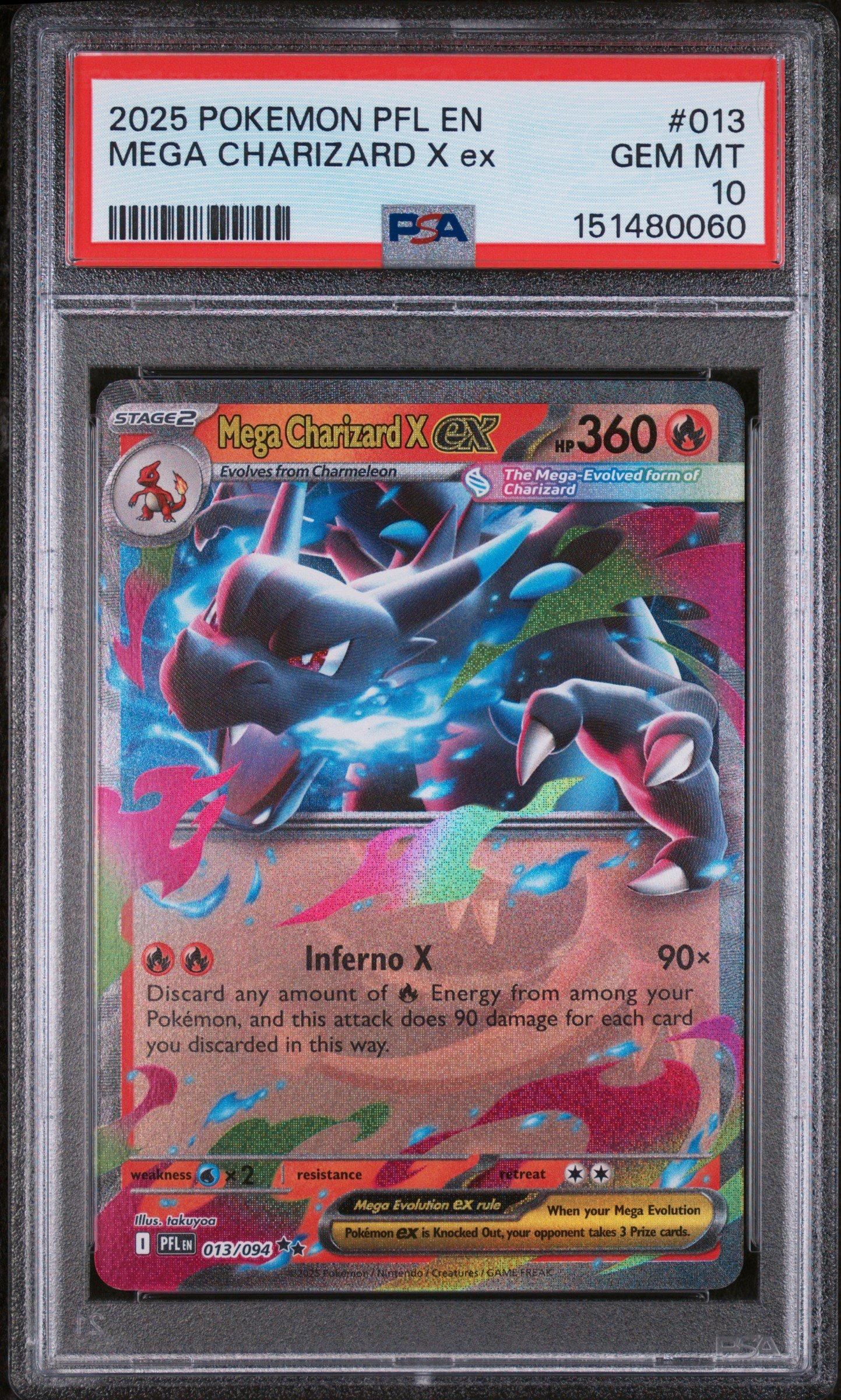 2025 Pokemon Pfl En-phantasmal Flames 013 Mega Charizard X Ex PSA
