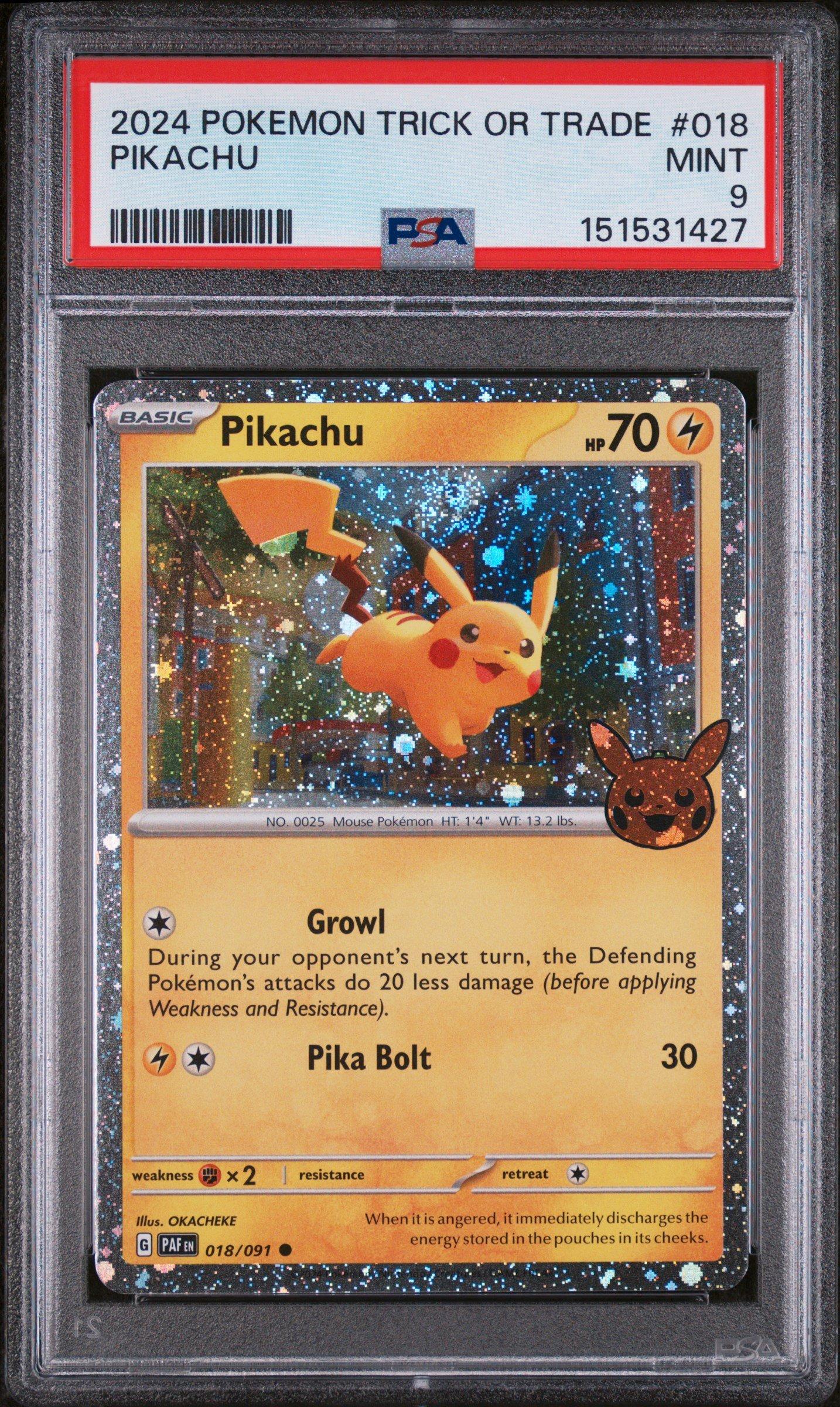 2024 Pokemon Trick Or Trade 018 Pikachu PSA 9 Graded Card | GameStop