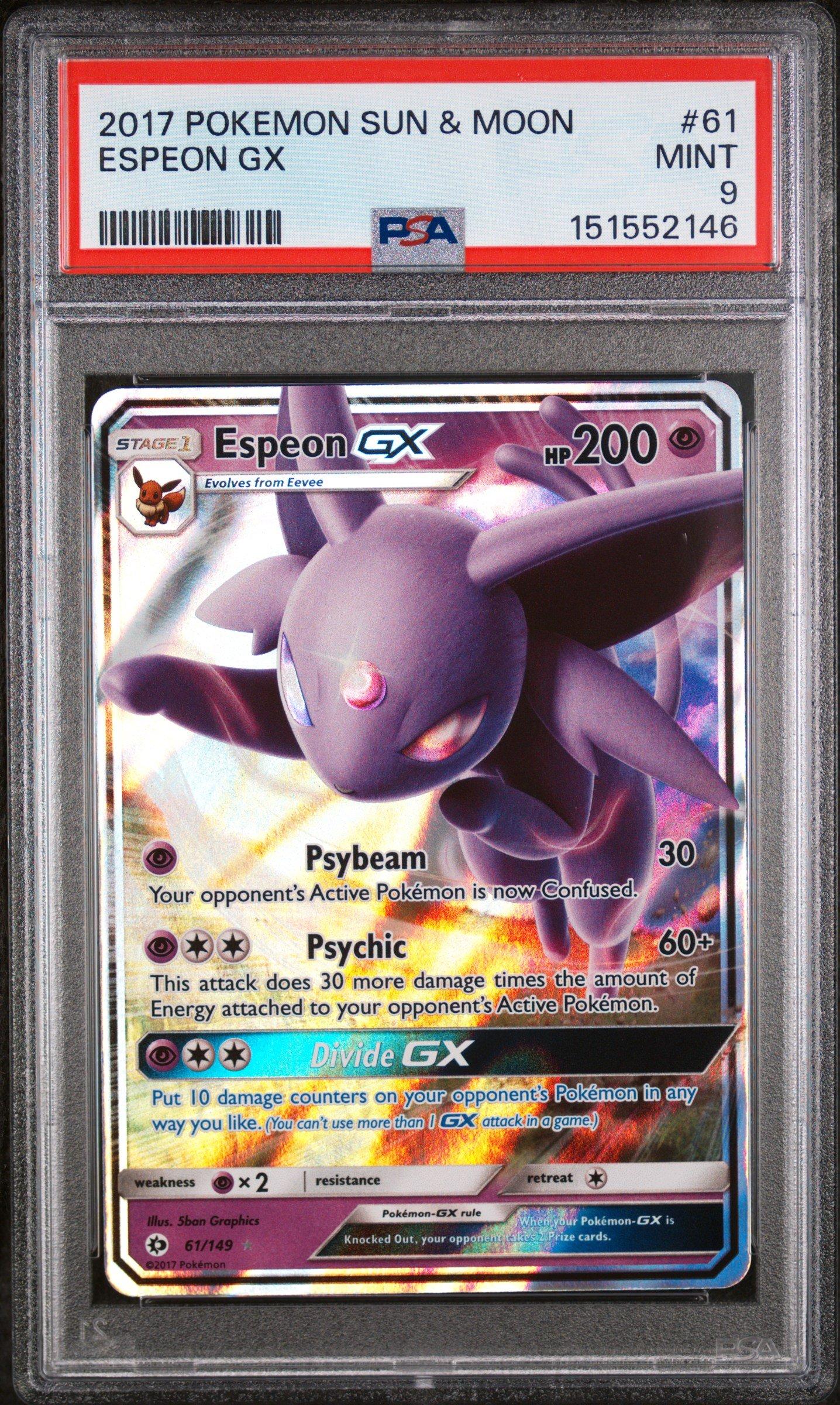 pokemon espeon gx card 61/149 Sun & Moon Base Set Ultra Rare Holo Near Mint (You cant use more than 1 GX attack in a game.) Weakness Psychic ×2 Retreat Cost Espeon GX 2019 Pokemon Sun