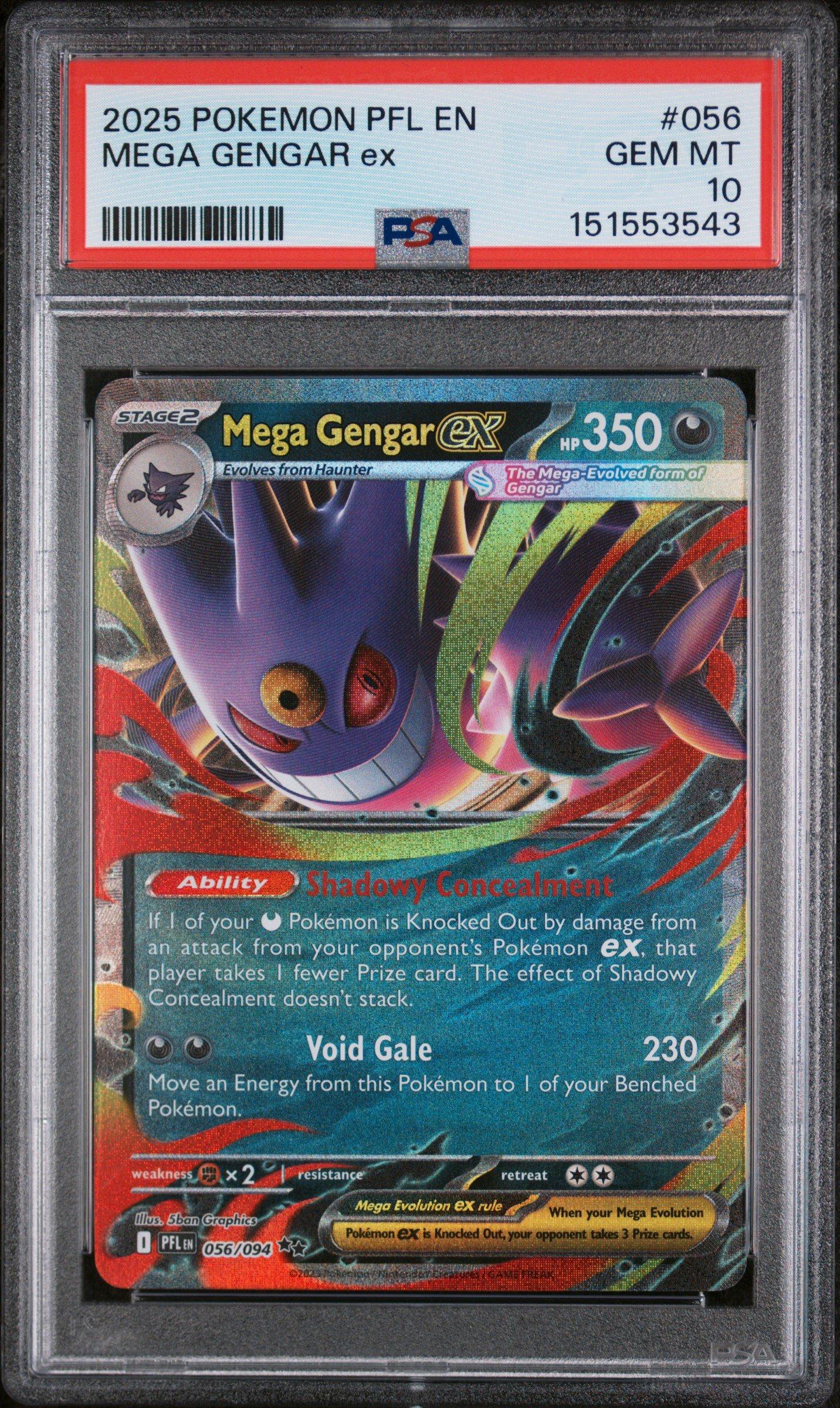 2025 Pokemon Pfl En-phantasmal Flames 056 Mega Gengar Ex PSA 10