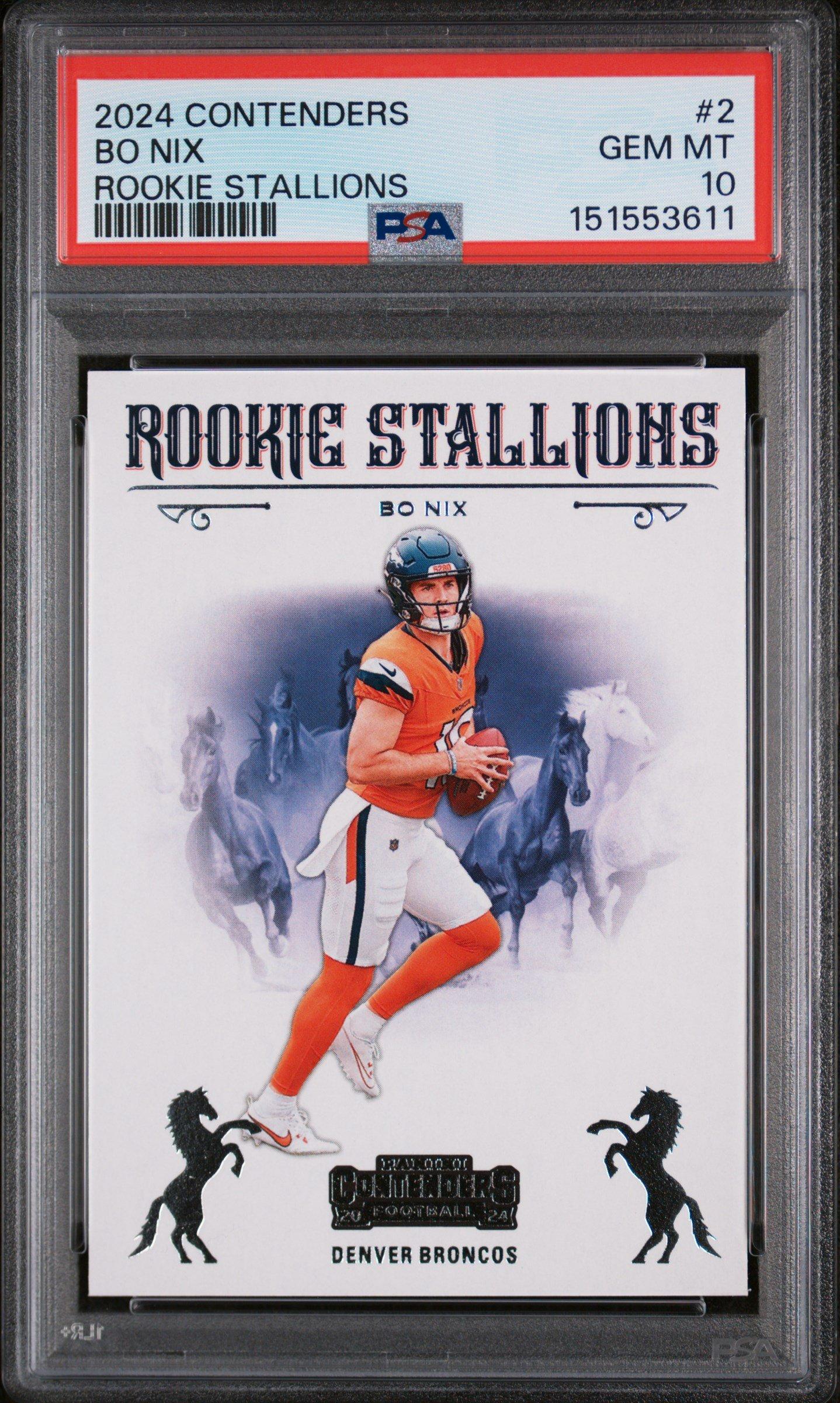 bo nix graded rookie card Bo Nix 2024 Absolute #112 Broncos Rookie Card Graded 10