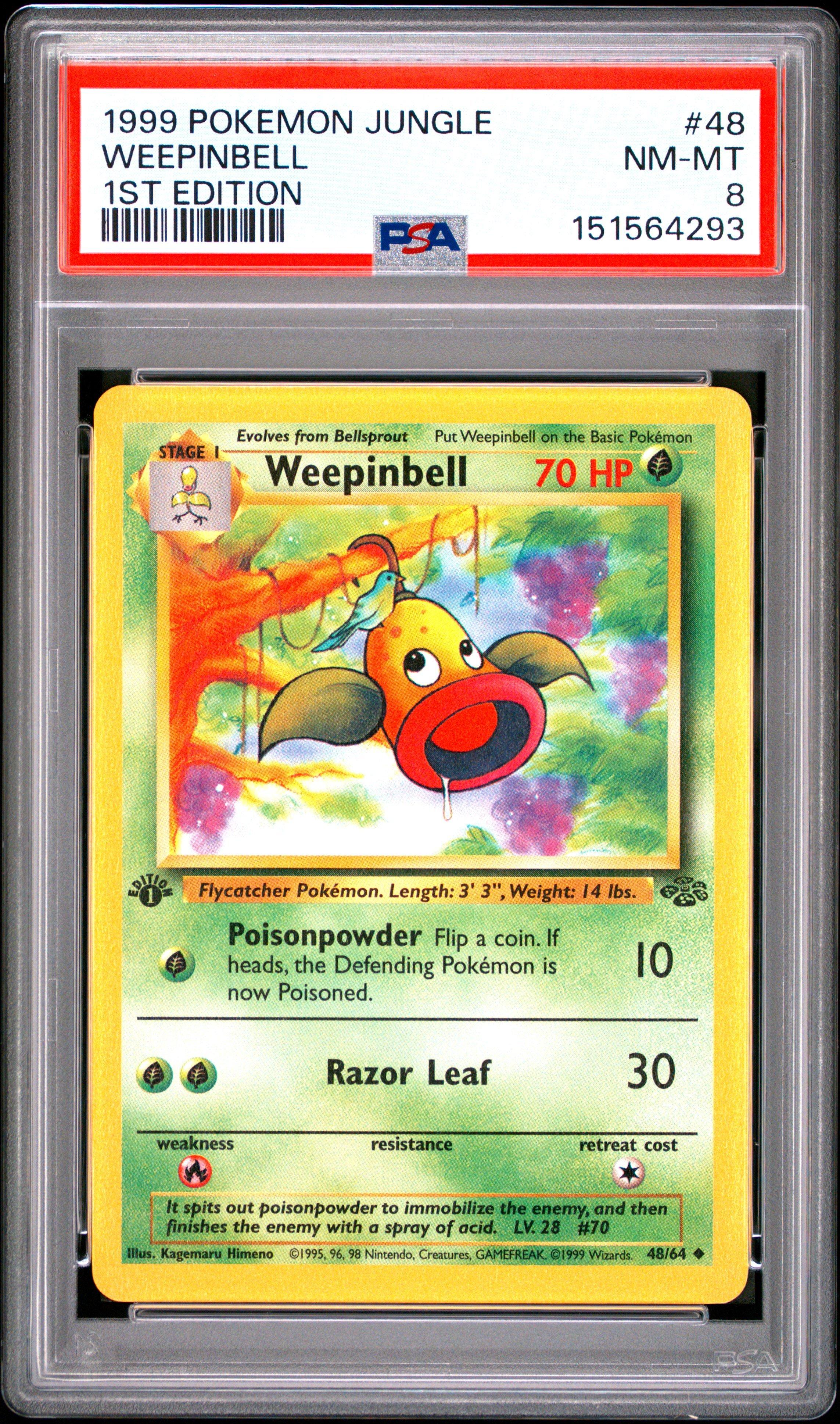 1995 weepinbell pokemon card No.070 Top Sun Green Back NM-EX Japanese Evolves from Bellsprout Type Weepinbell Pokemon Card Like new