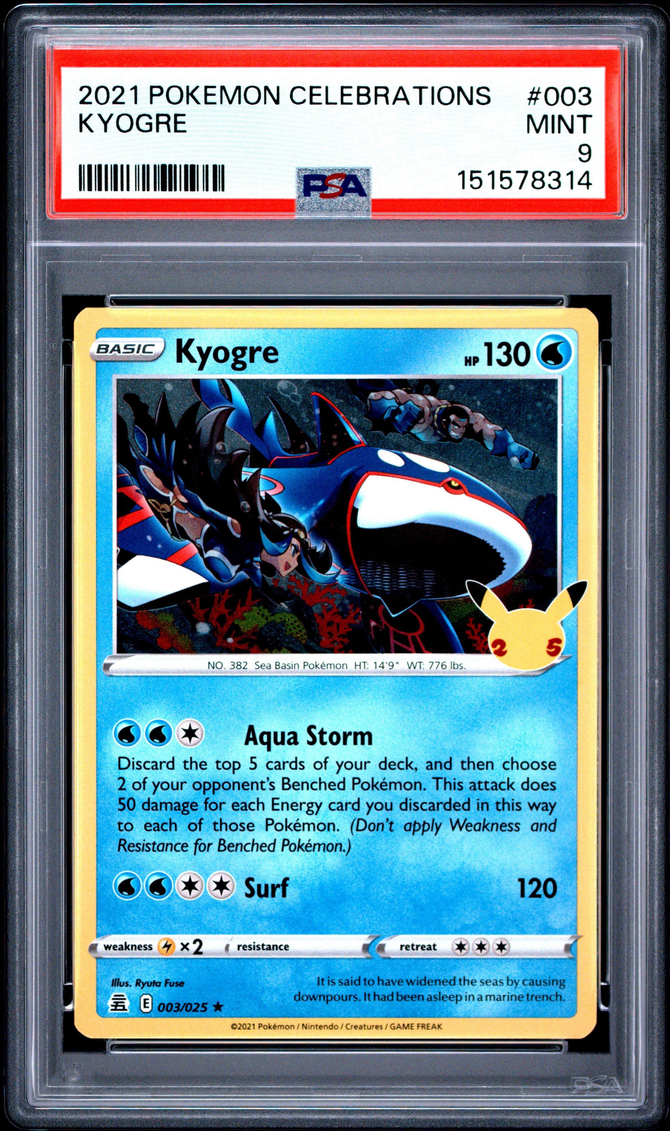 2021 Pokemon Celebrations 003 Kyogre PSA 9 Graded Card | GameStop