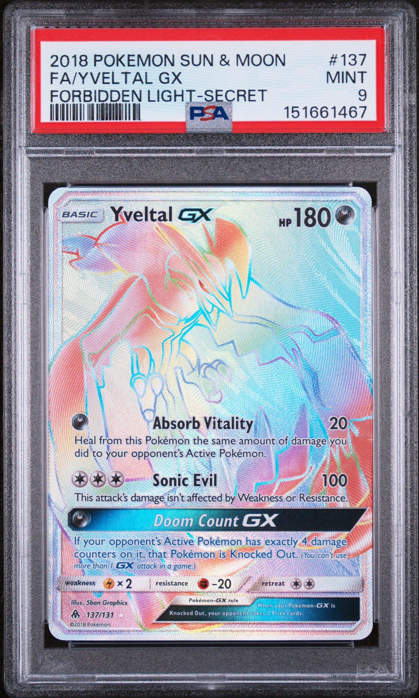 pokemon forbidden light rare cards SM Card: Yveltal GX - 79/131 - Ultra Holo Secret Rare Card Type 2018 Pokemon Sun & Moon