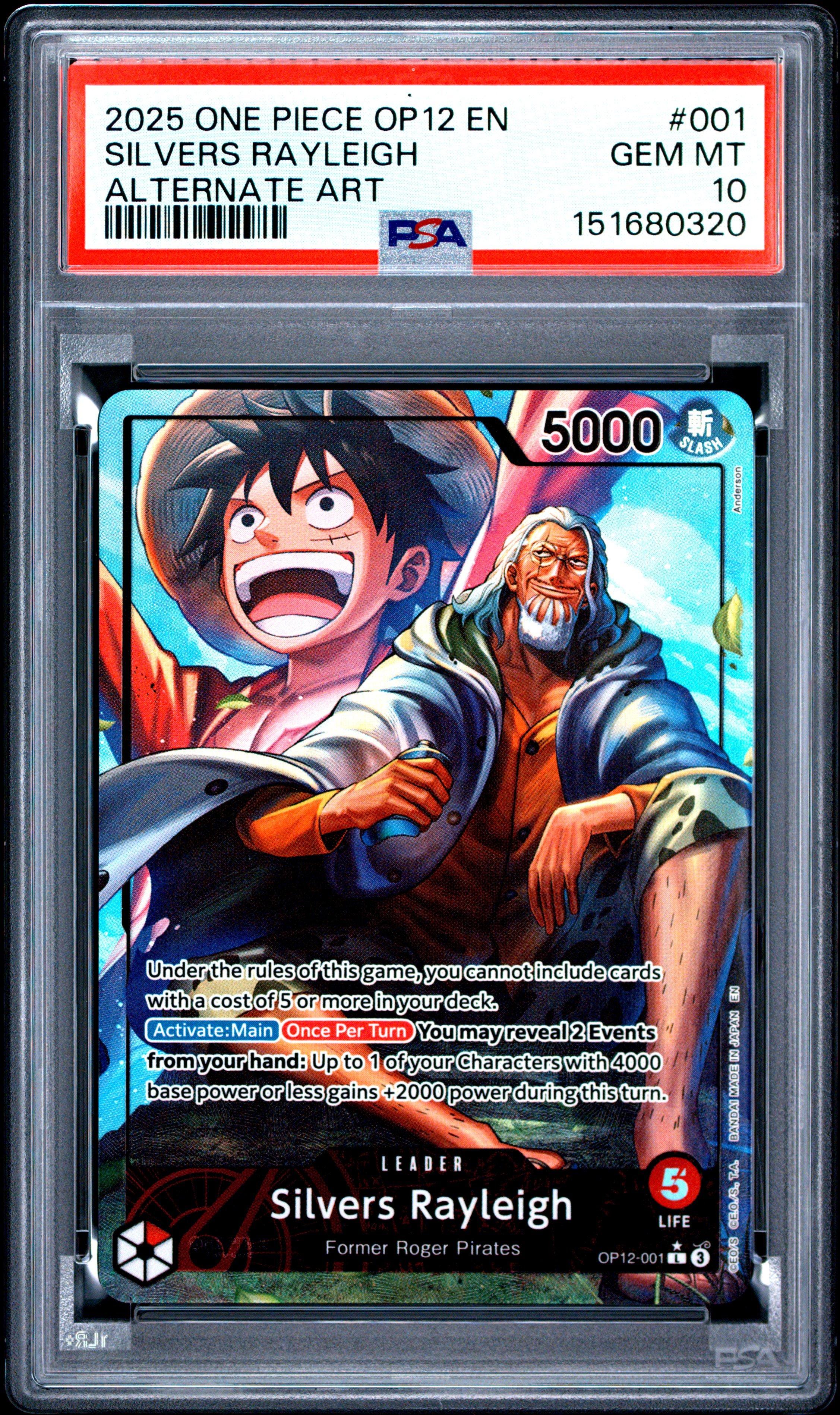 CGC10psa10以上　レイリー　op12-001 2025 One Piece Op12-legacy Of The Master 001 Silvers Rayleigh