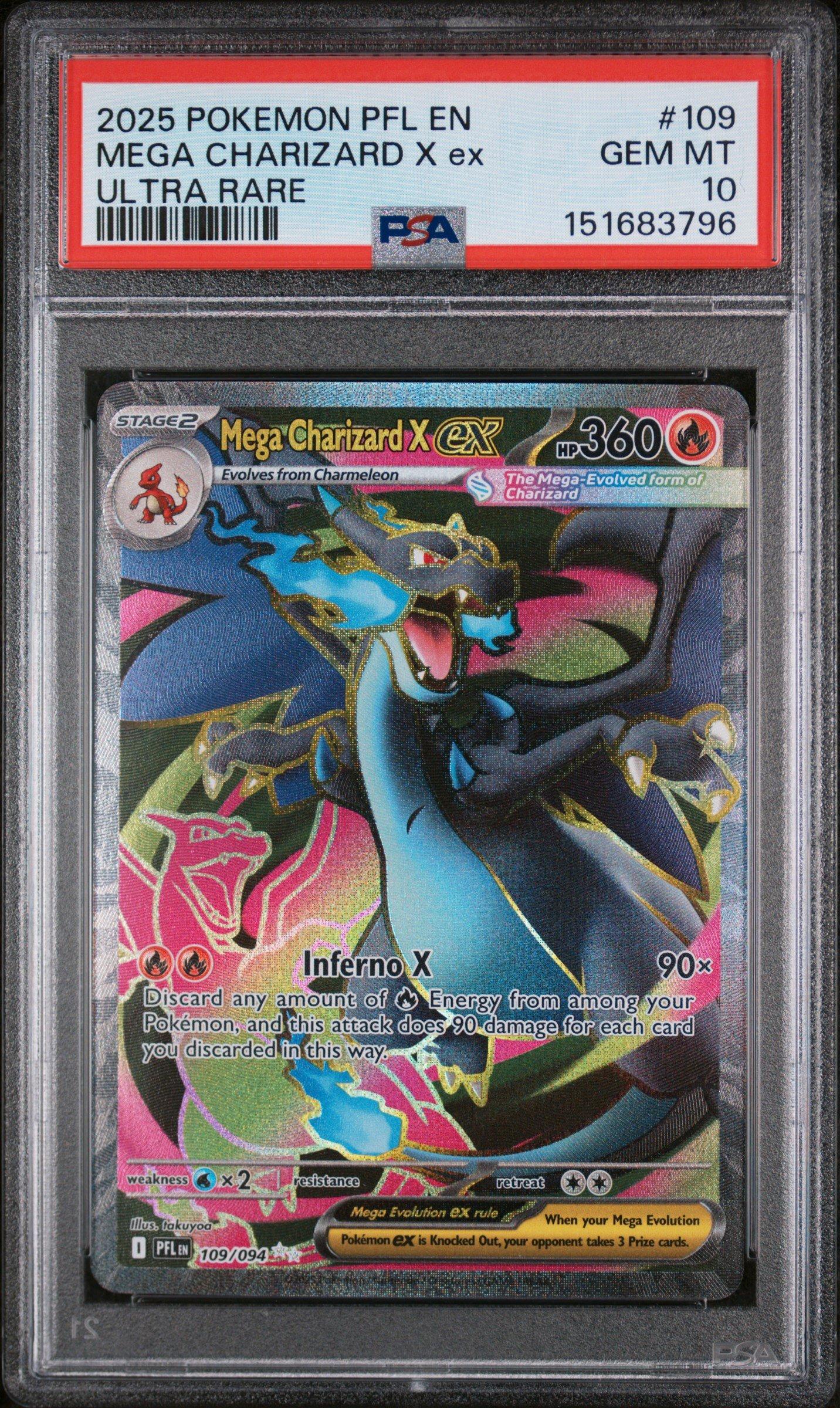2025 Pokemon Pfl En-phantasmal Flames 109 Mega Charizard X Ex Ultra Rare  PSA 10 Graded Card | GameStop
