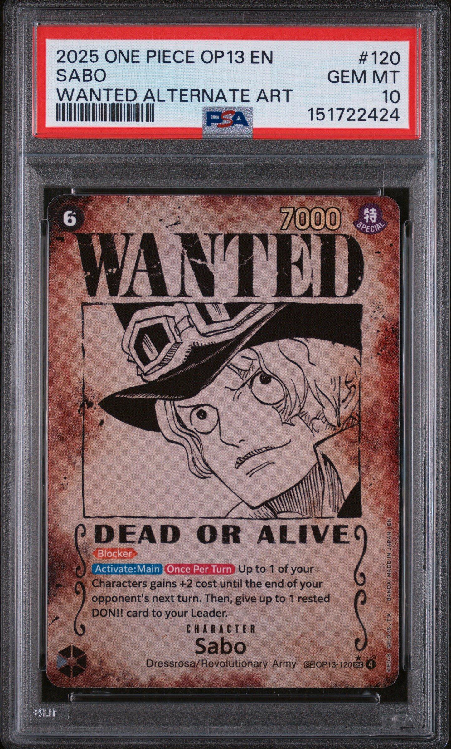 2025 One Piece Op13-carrying On His Will 120 Sabo Wanted Alternate