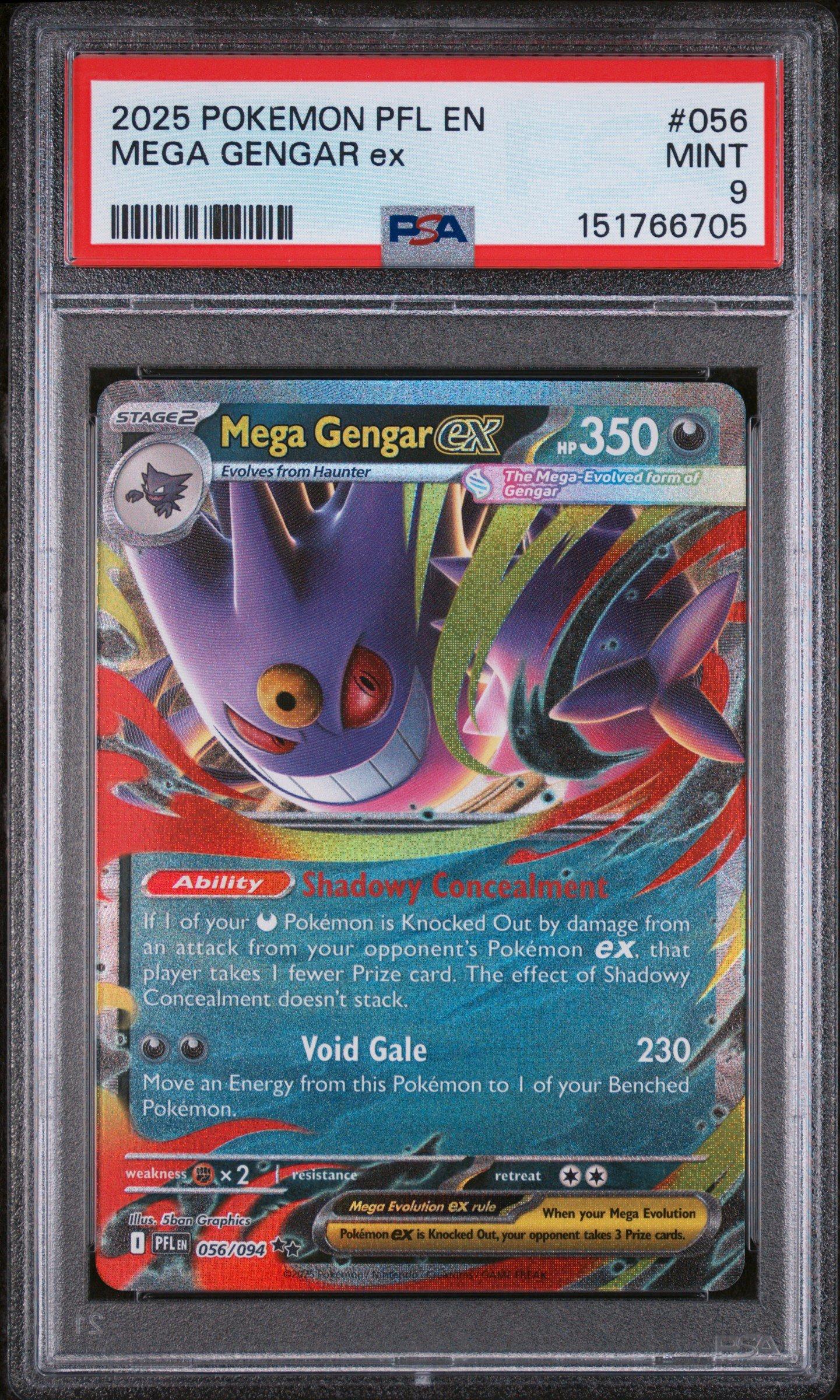 2025 Pokemon Pfl En-phantasmal Flames 056 Mega Gengar Ex PSA 9