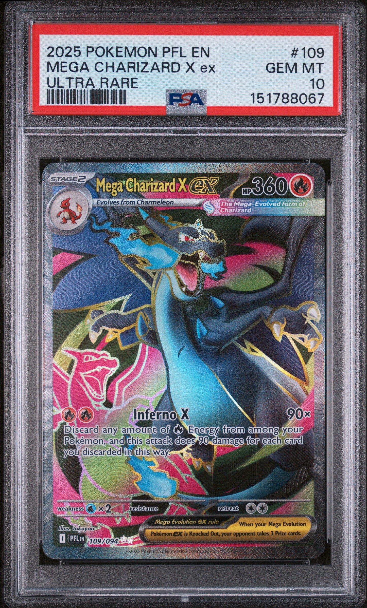 2025 Pokemon Pfl En-phantasmal Flames 109 Mega Charizard X Ex