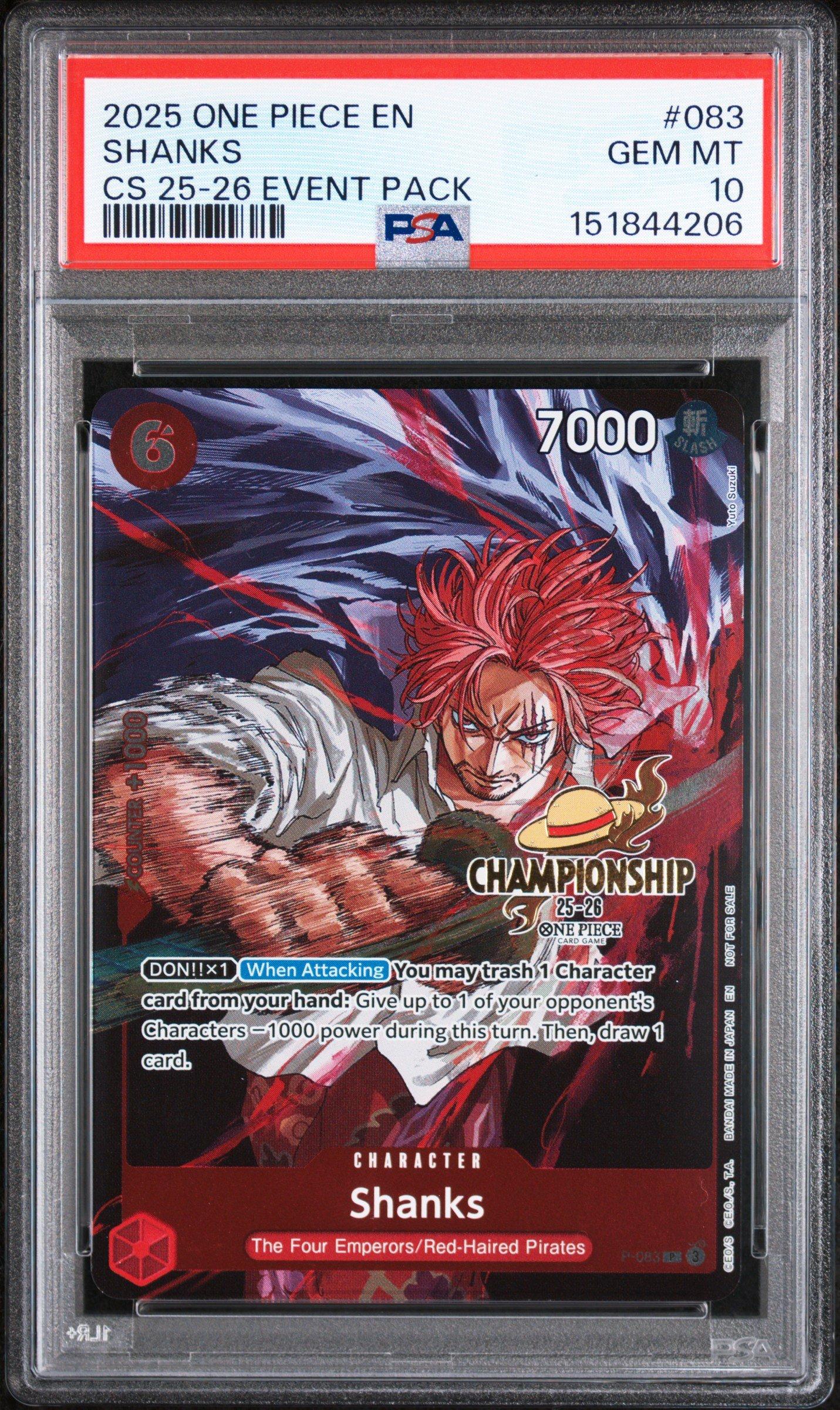 2025 One Piece Championship 2025-26 Event Pack 083 Shanks PSA 10