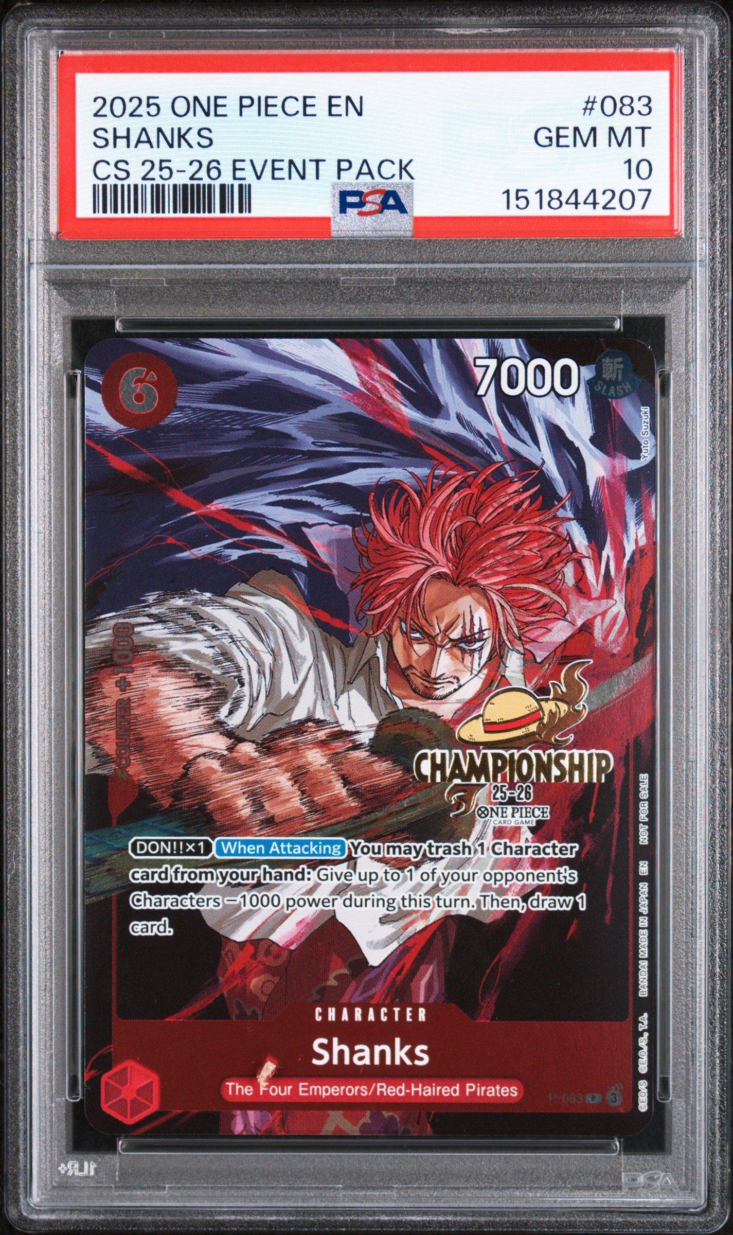 2025 One Piece Championship 2025-26 Event Pack 083 Shanks PSA 10