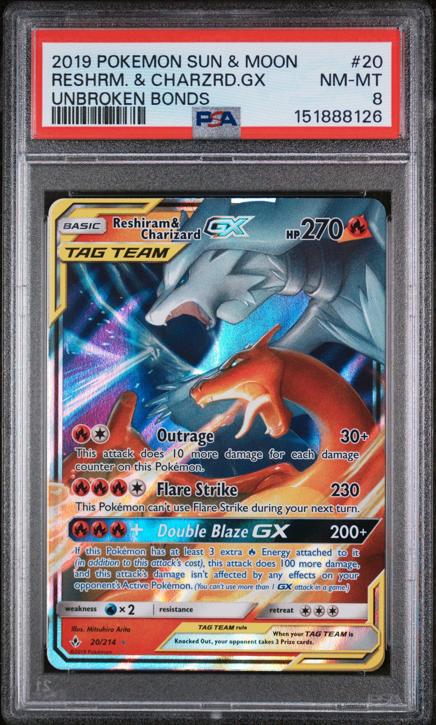 2019 Pokemon Sun & Moon Unbroken Bonds 20 Reshiram & Charizard Gx