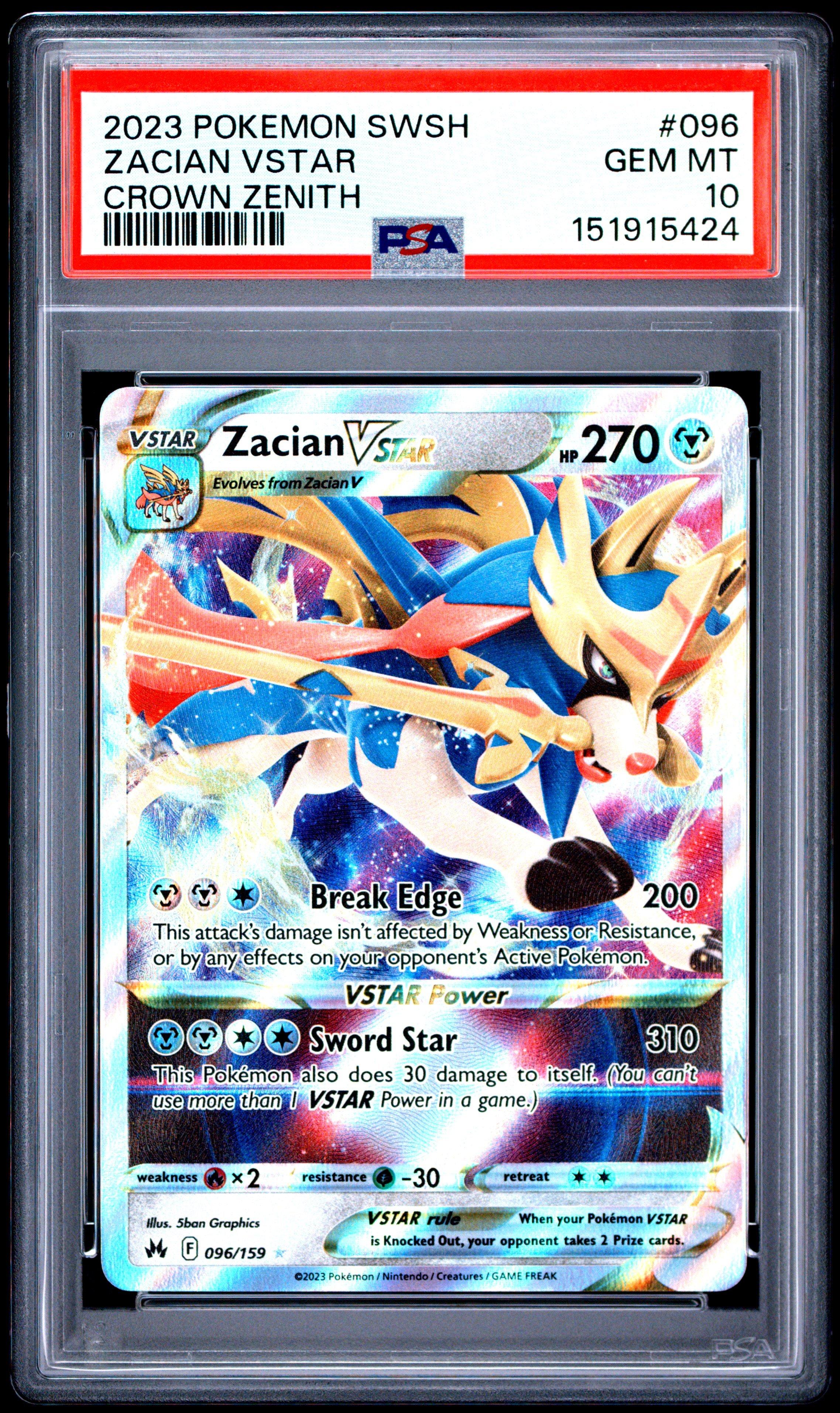 2023 Pokemon Sword And Shield Crown Zenith 096 Zacian Vstar PSA 10