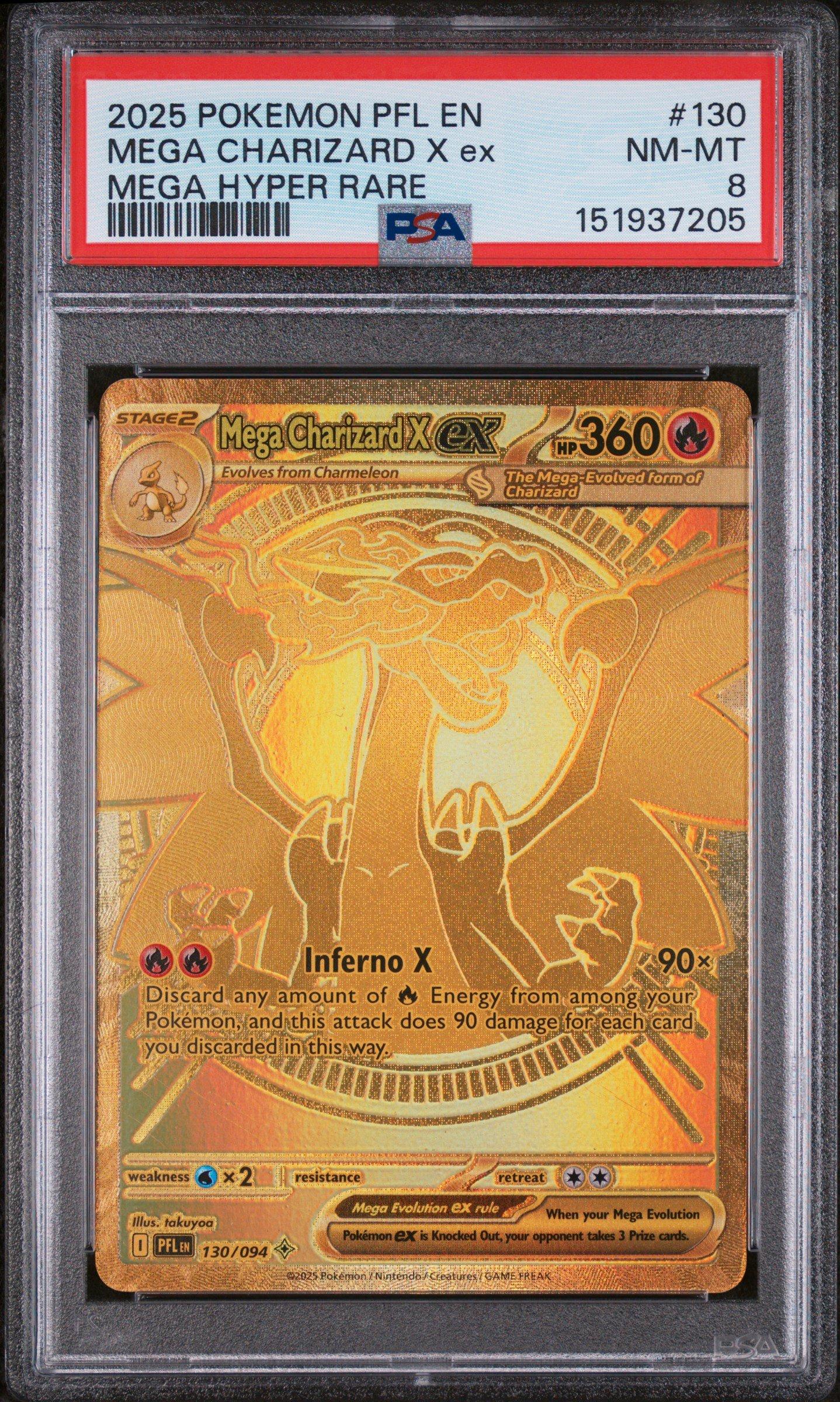 2025 Pokemon Pfl En-phantasmal Flames 130 Mega Charizard X Ex Mega