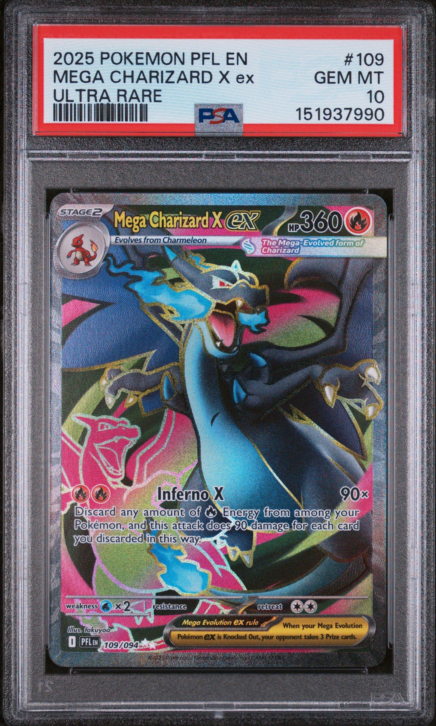 2025 Pokemon Pfl En-phantasmal Flames 109 Mega Charizard X Ex