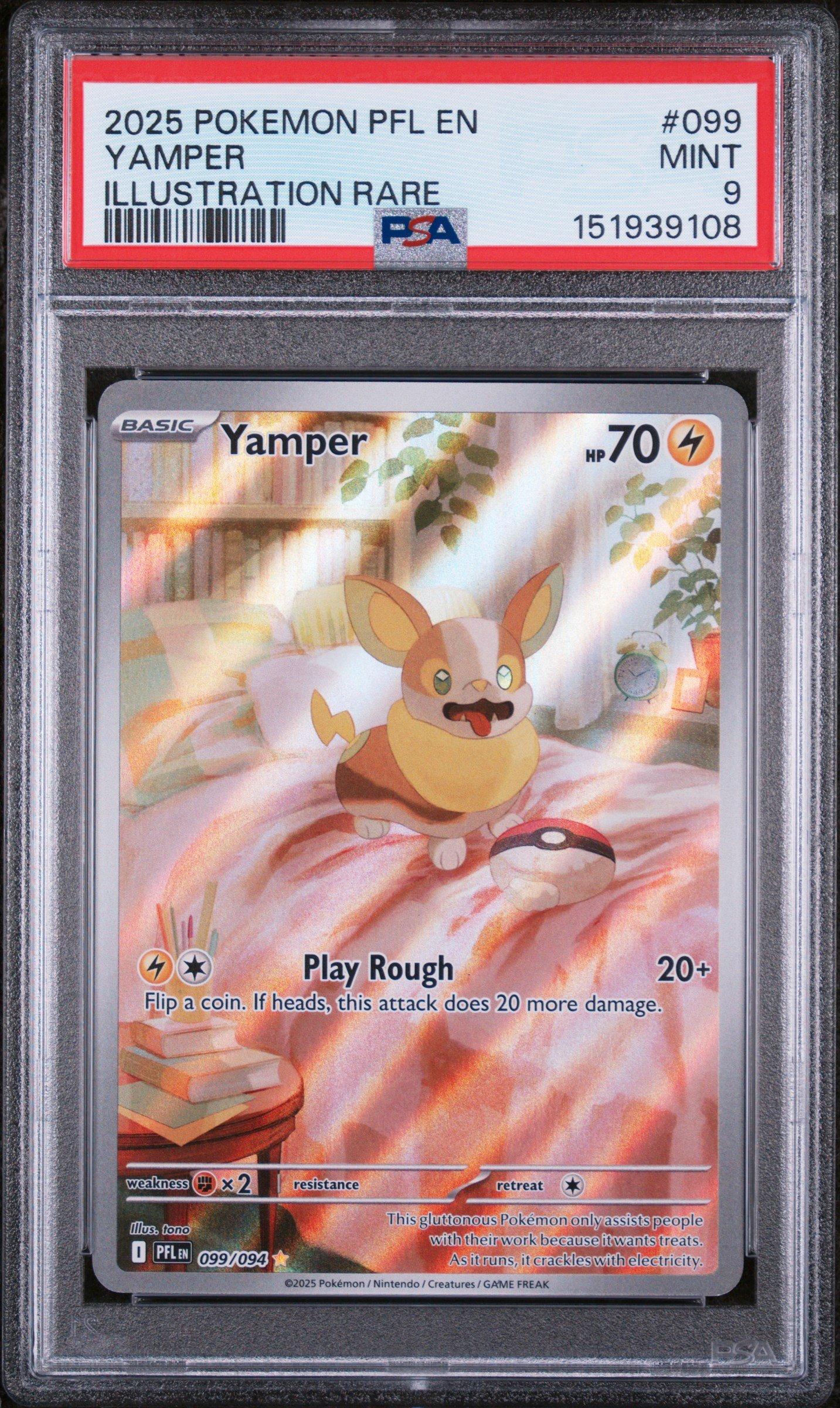 2025 Pokemon Pfl En-phantasmal Flames 099 Yamper Illustration Rare
