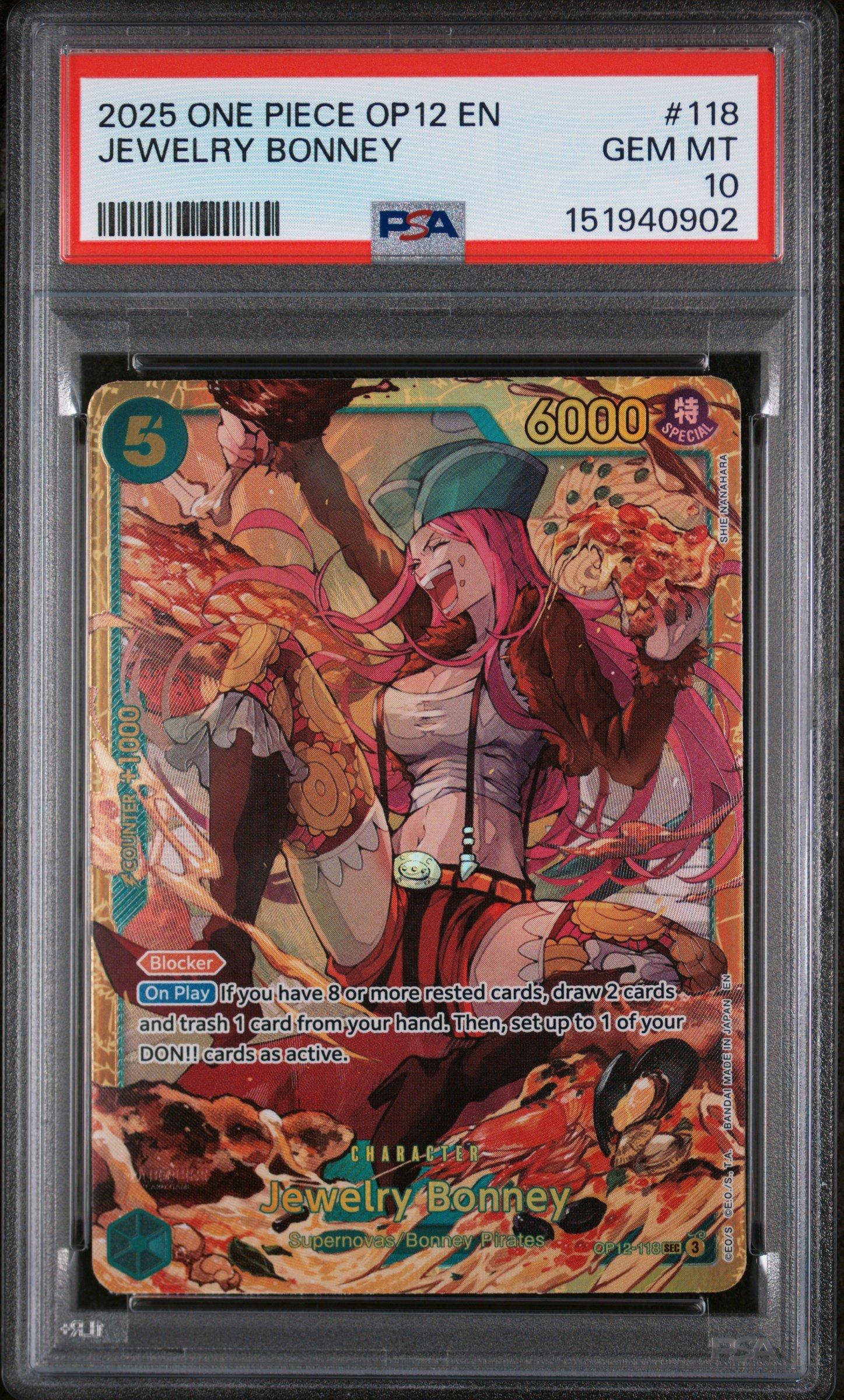 ワンピース カードゲーム 2025 ONE PIECE OP12 JP JEWELRY BONNEY 2025 One Piece Op12-legacy Of The Master 118 Jewelry Bonney PSA 10
