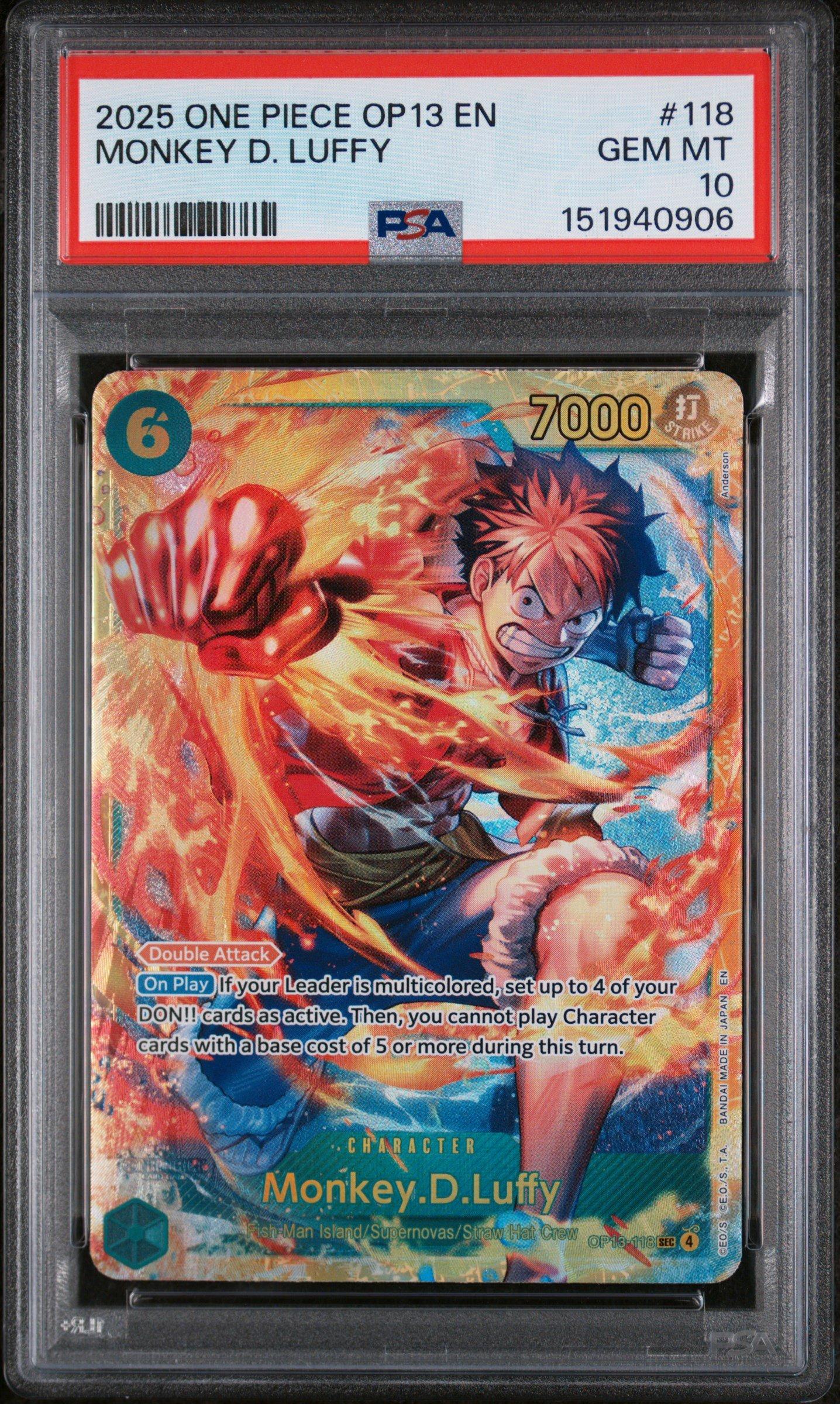 2025 One Piece Op13-carrying On His Will 118 Monkey D. Luffy PSA