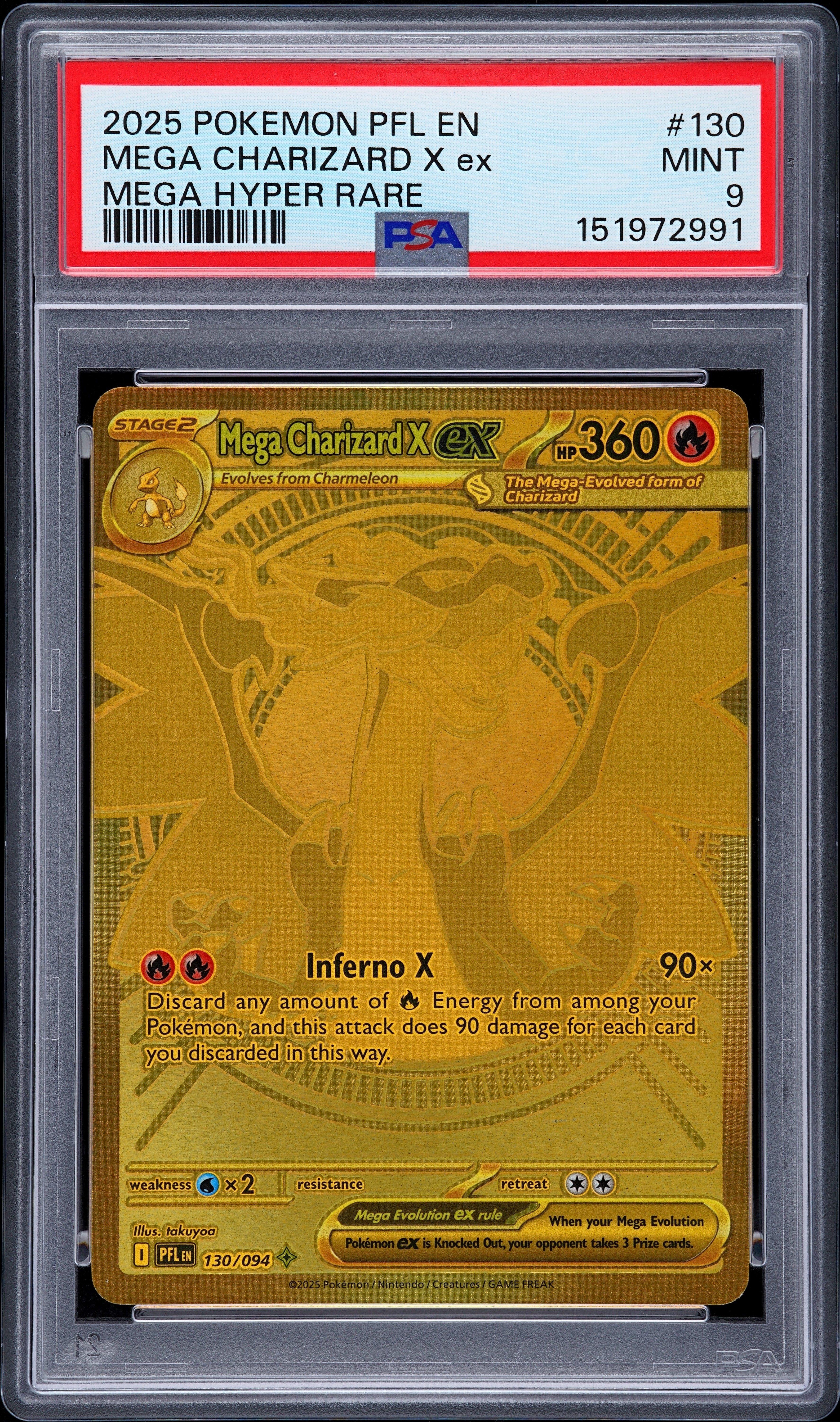2025 Pokemon Pfl En-phantasmal Flames 130 Mega Charizard X Ex Mega