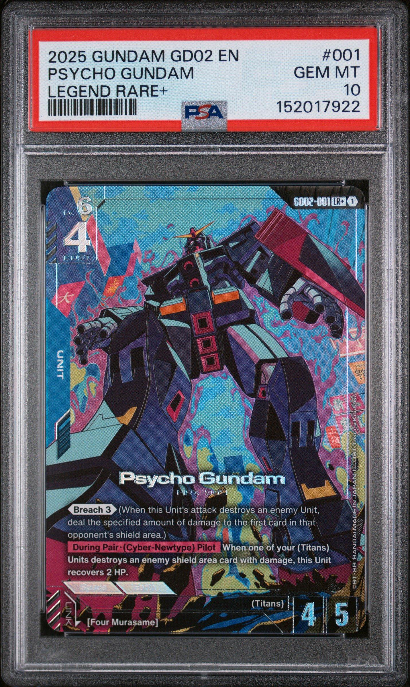 2025 Gundam Dual Impact 001 Psycho Gundam Legend Rare+ PSA 10