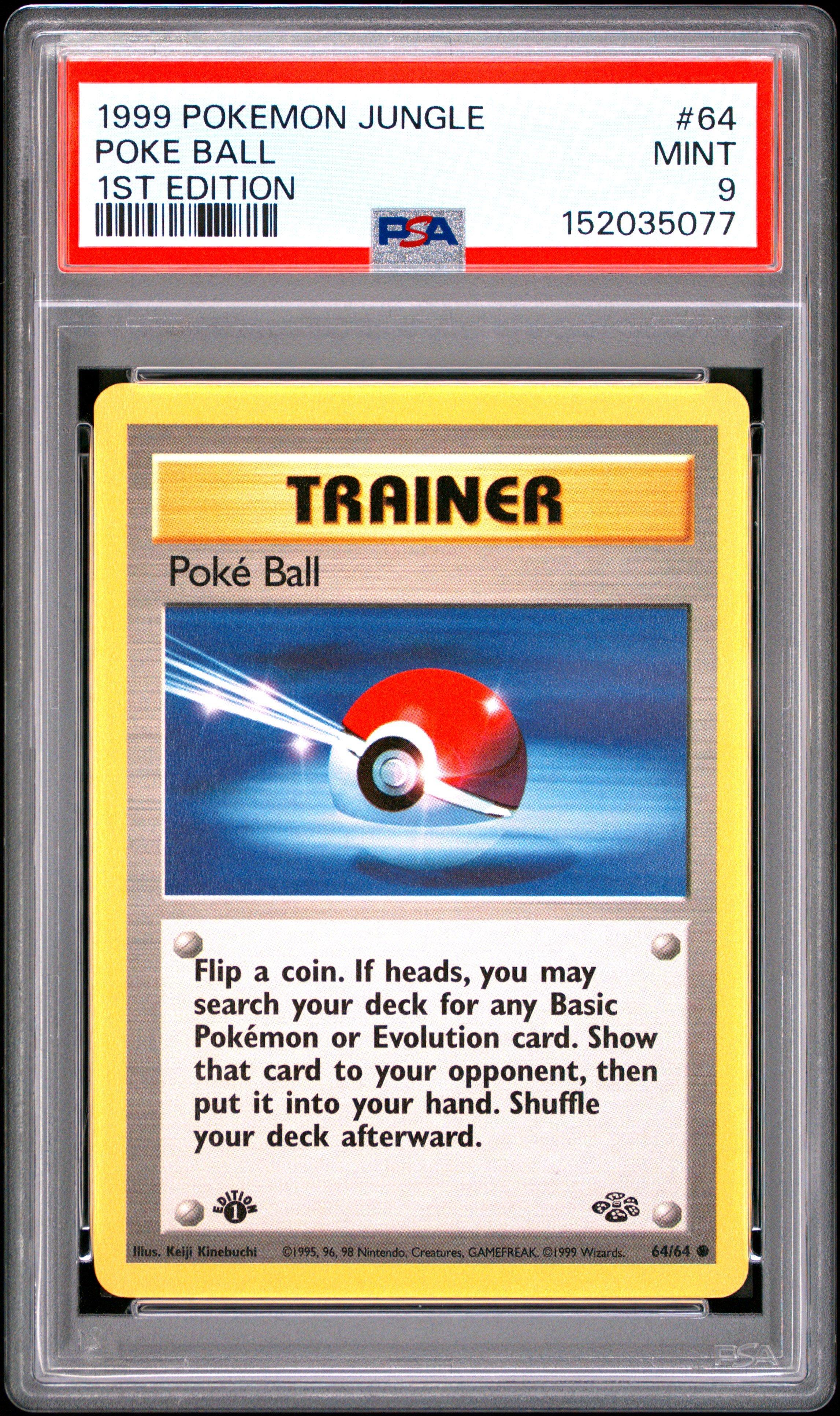 1999 Pokemon Jungle 64 Poke Ball 1st Edition PSA 9 Graded Card