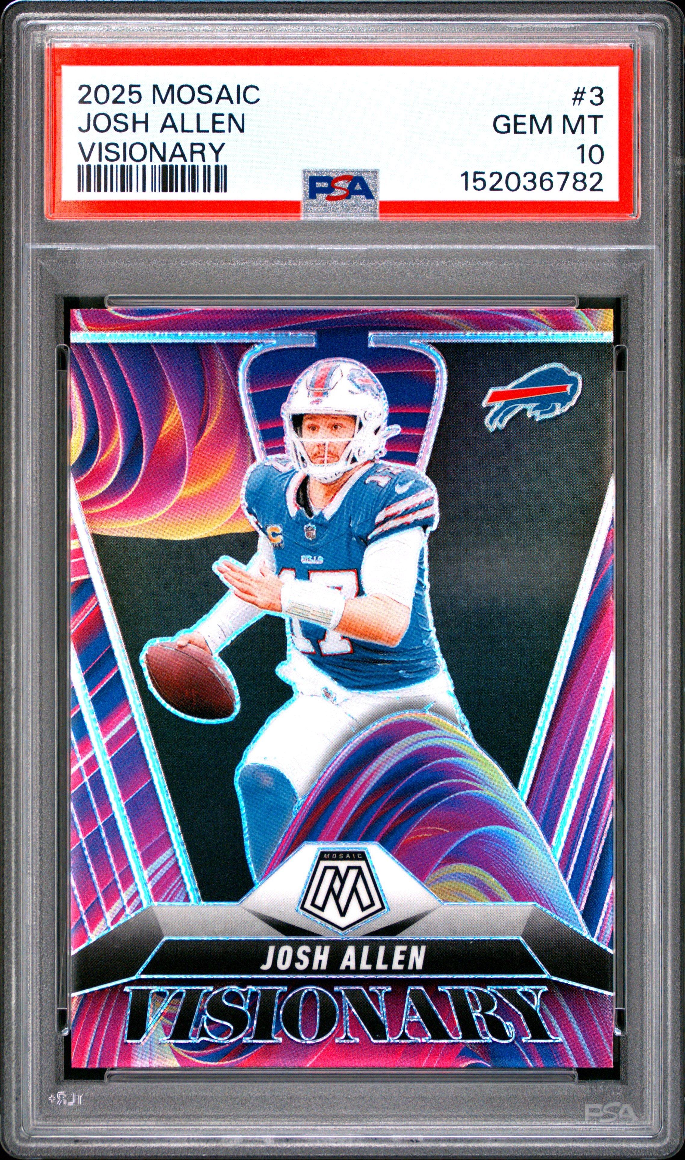 2025 Panini Mosaic Visionary 3 Josh Allen PSA 10 Graded Card