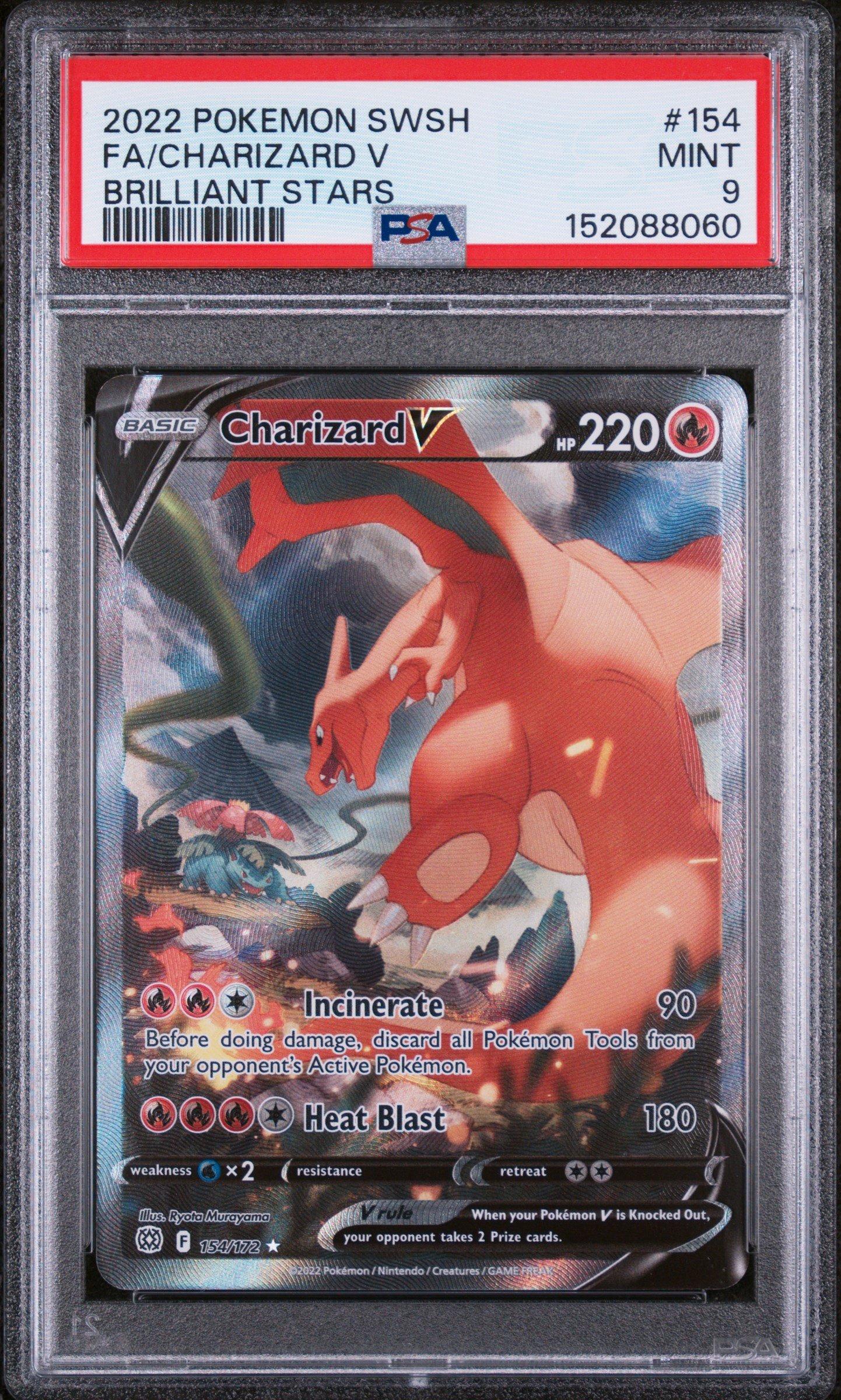 charizard v pokemon card brilliant stars 2022 Sword & Shield #154 PSA 10  Common Lands favorite character 2022 Pokemon Sword & Shield