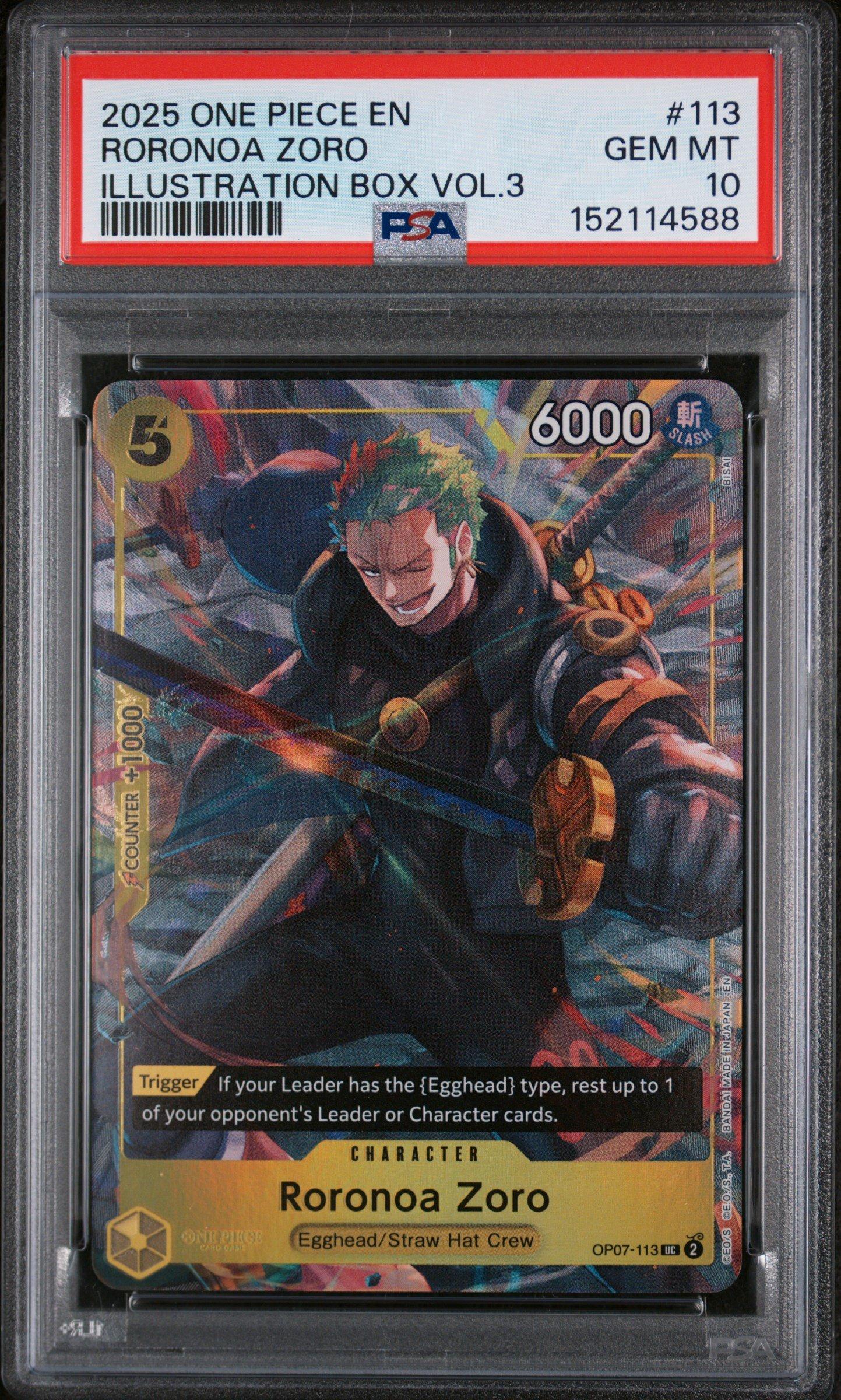 2025 One Piece Promos 113 Roronoa Zoro Illustration Box Vol.3 PSA