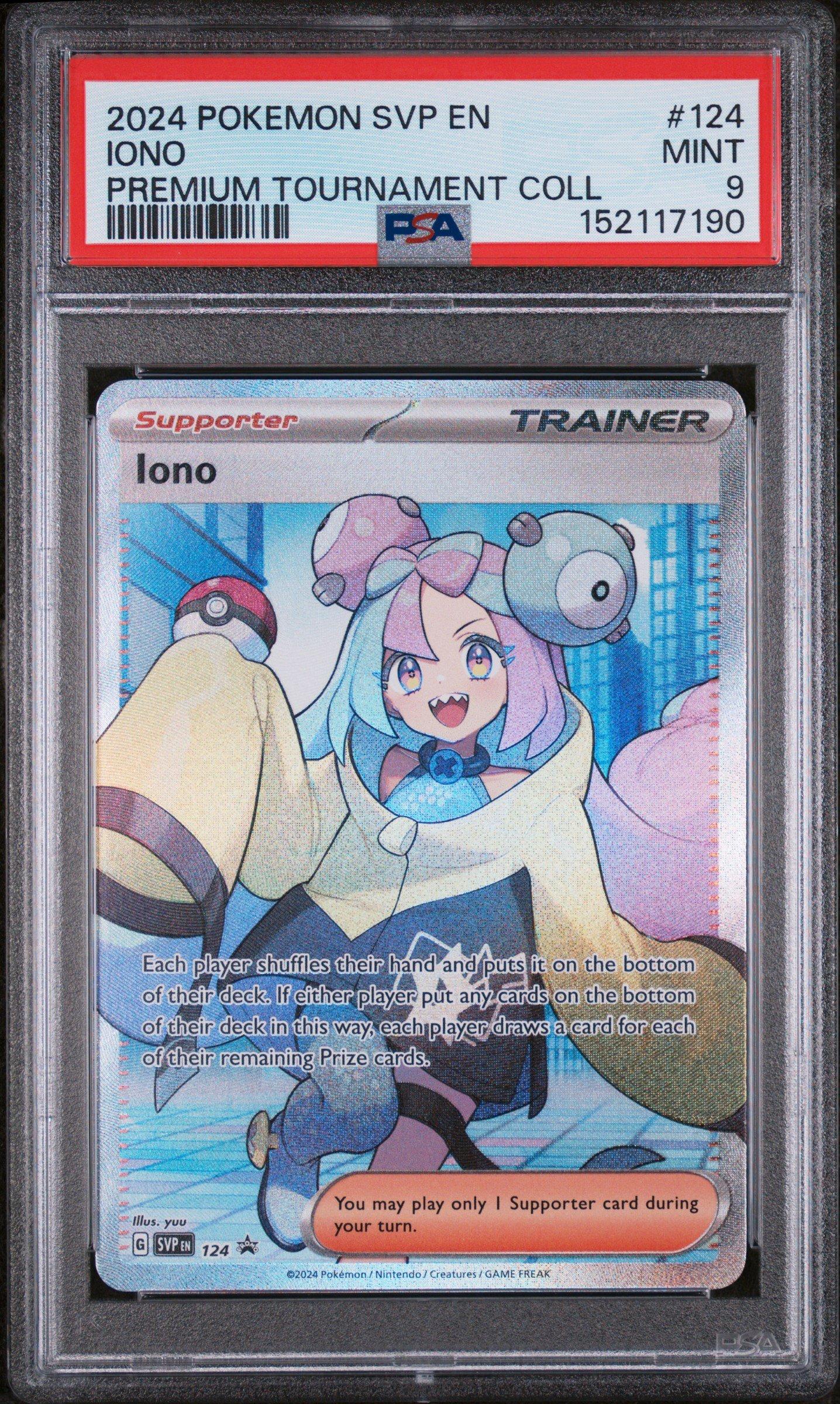 Iono card Pokemon #185 Iono & #124 SVP Iono 9 PSA Set Sequential ナンジャモ　プレミアム promo 124 en SVP ポケモンカードゲーム