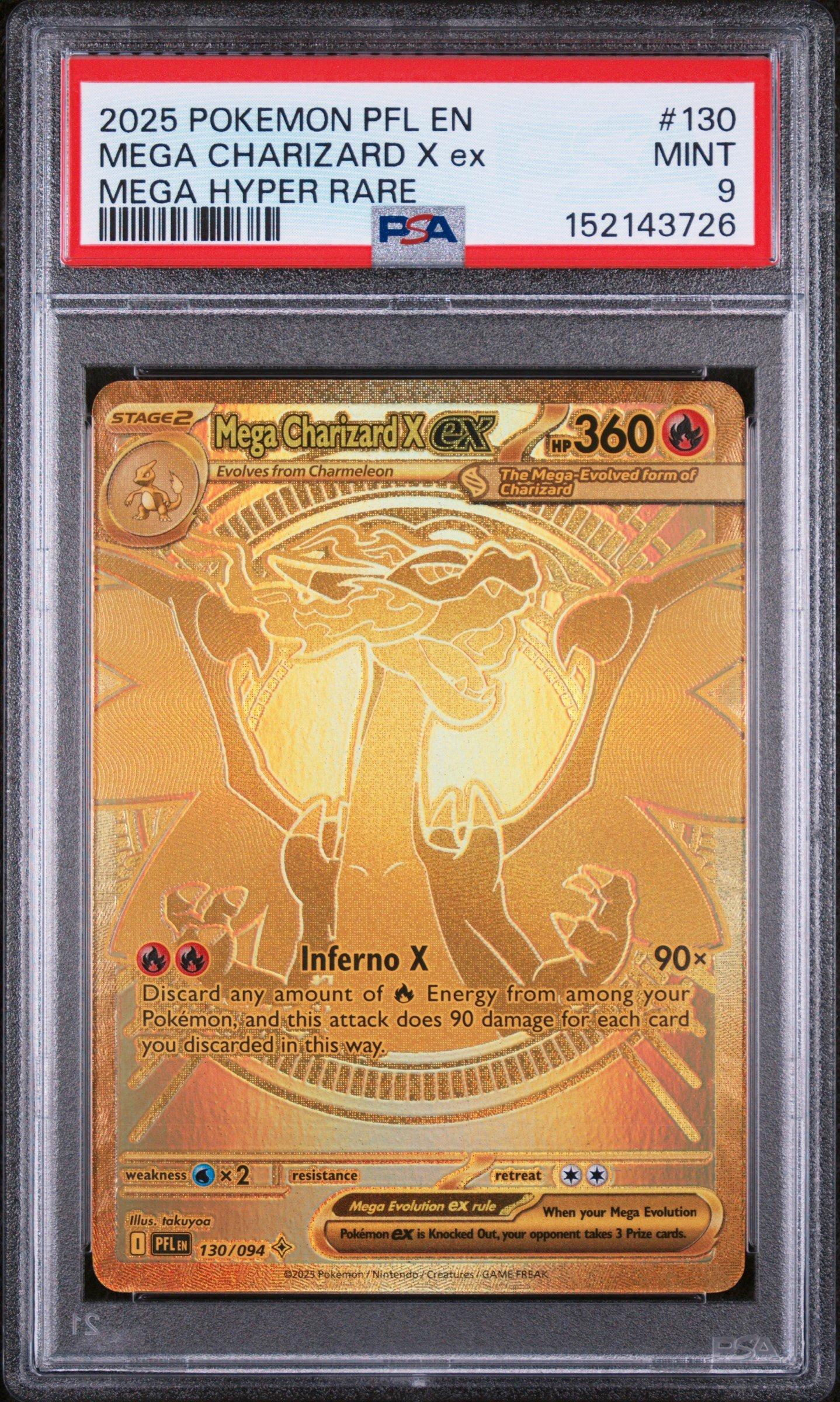 2025 Pokemon Pfl En-phantasmal Flames 130 Mega Charizard X Ex Mega