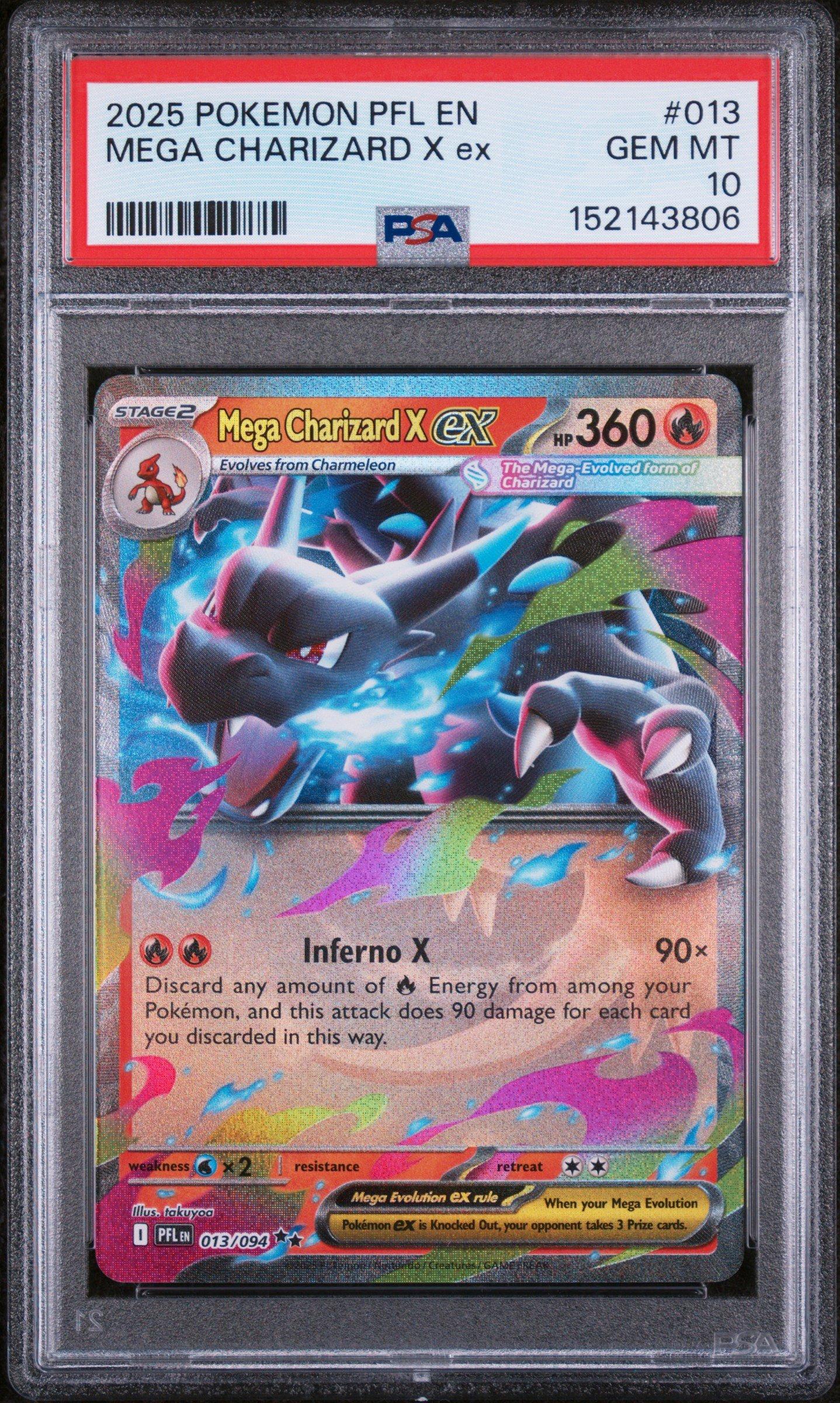 2025 Pokemon Pfl En-phantasmal Flames 013 Mega Charizard X Ex PSA