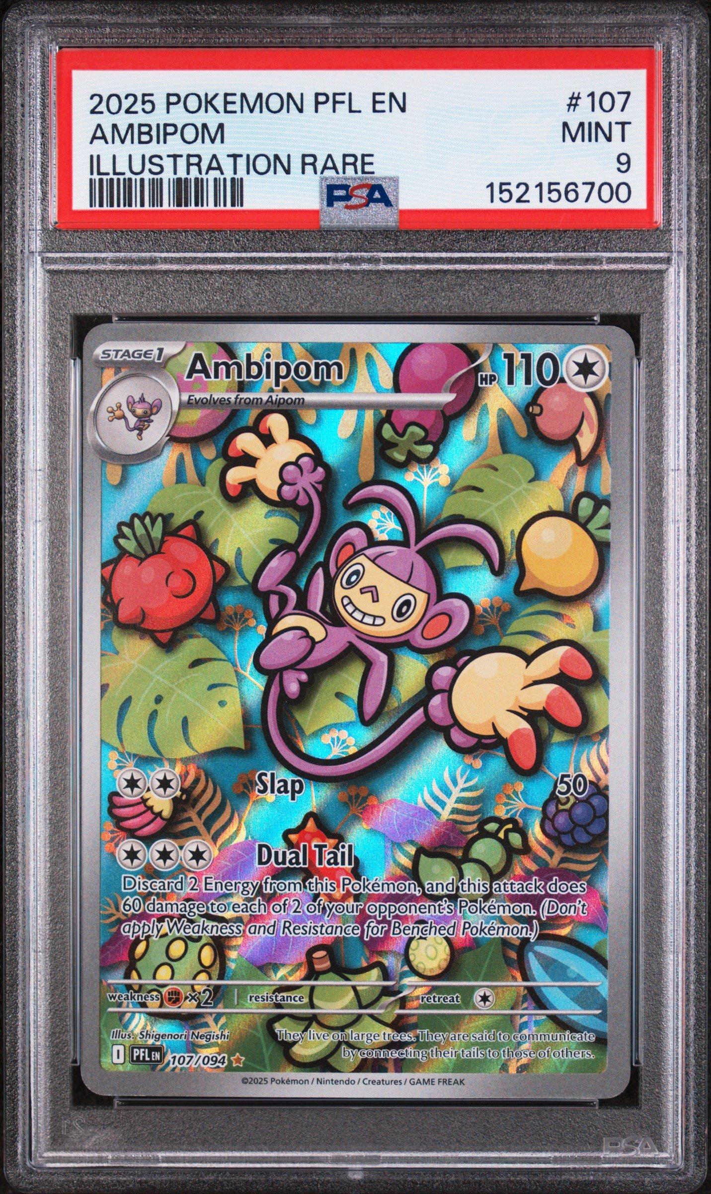 ambipom pokemon card (Wisdom of Sea and Sky #143/241, 1-Diamond) Grab Flip a coin until you get tails 2025 Pokemon Pfl En-phantasmal Flames