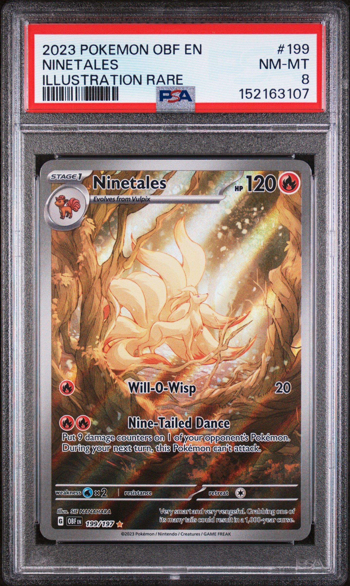 199 197 pokemon card 2023 Pokemon Obf En-obsidian Flames 199 Ninetales Illustration Rare PSA 8  Graded Card